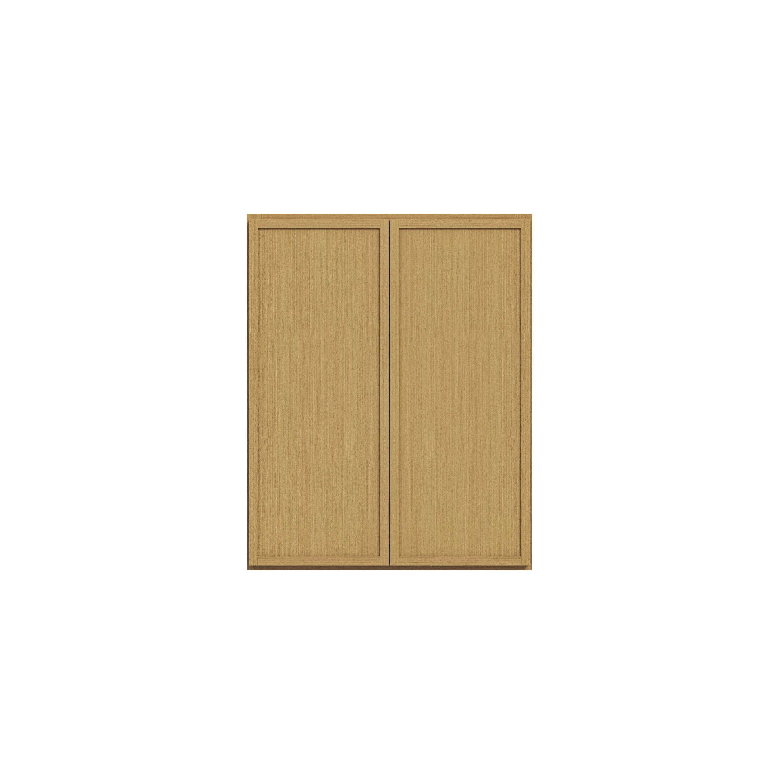 Slim White Oak RTA 24"-39"W x 12"D x 30"H Standard Wall Cabinet with 2 Doors & 2 Shelves