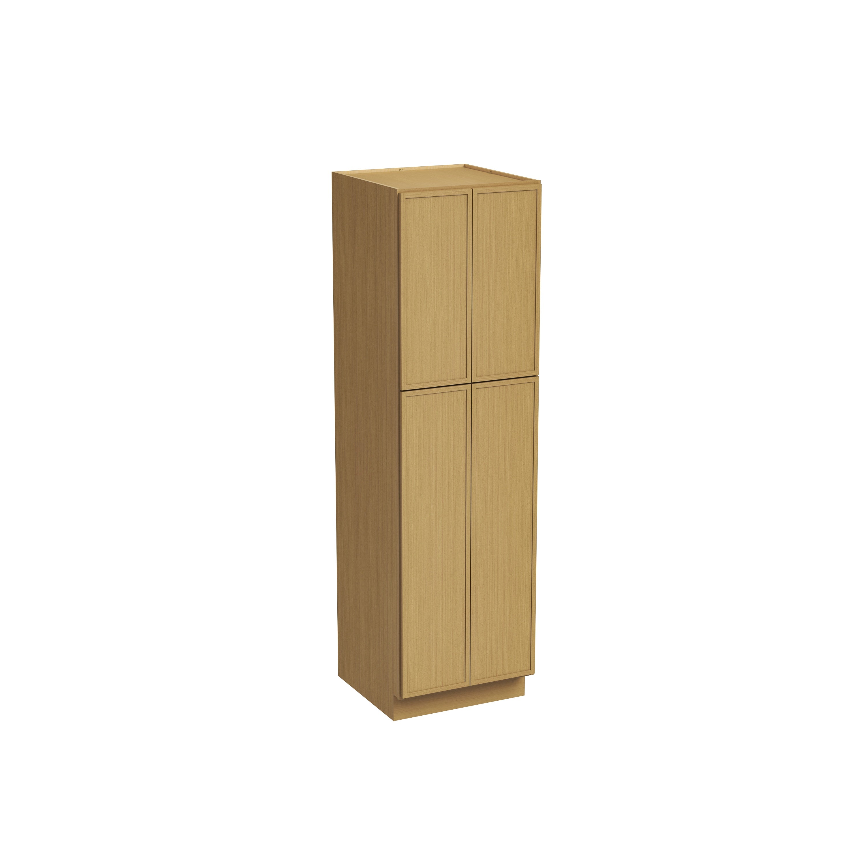 Slim White Oak RTA 24"/30"W x 24"D x 84"-96"H Tall Pantry Cabinet with 4 Doors & 2+3 Shelves