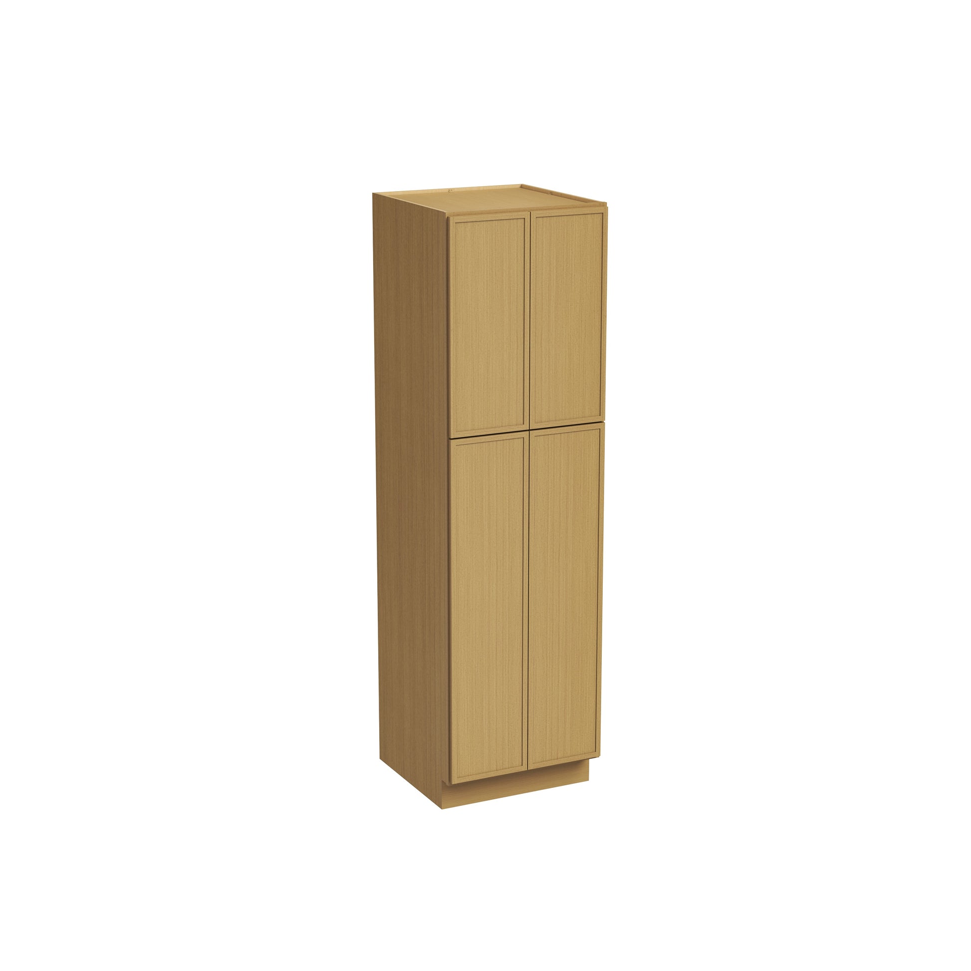 Slim White Oak RTA 24"/30"W x 24"D x 84"-96"H Tall Pantry Cabinet with 4 Doors & 2+3 Shelves