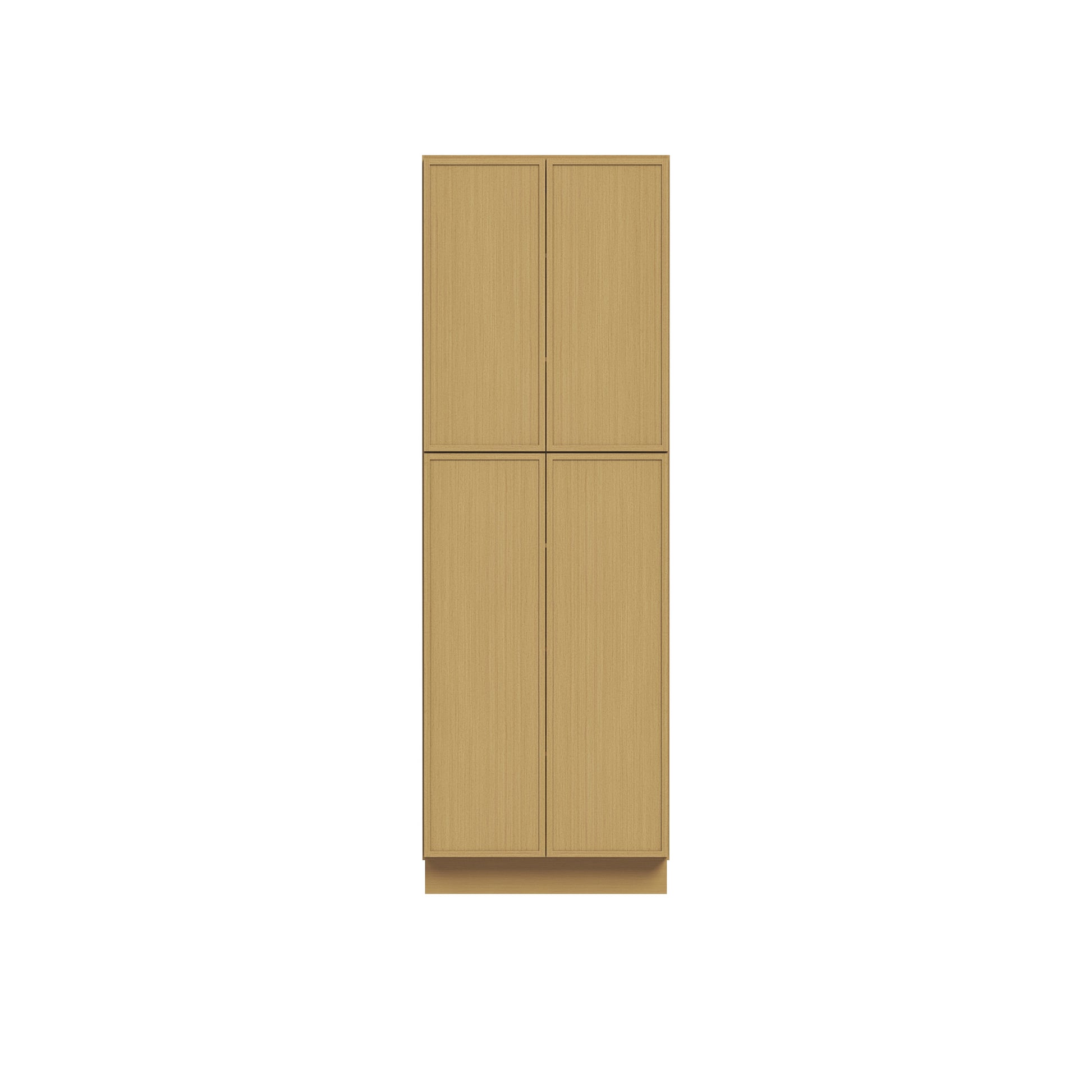 Slim White Oak RTA 24"/30"W x 24"D x 84"-96"H Tall Pantry Cabinet with 4 Doors & 2+3 Shelves