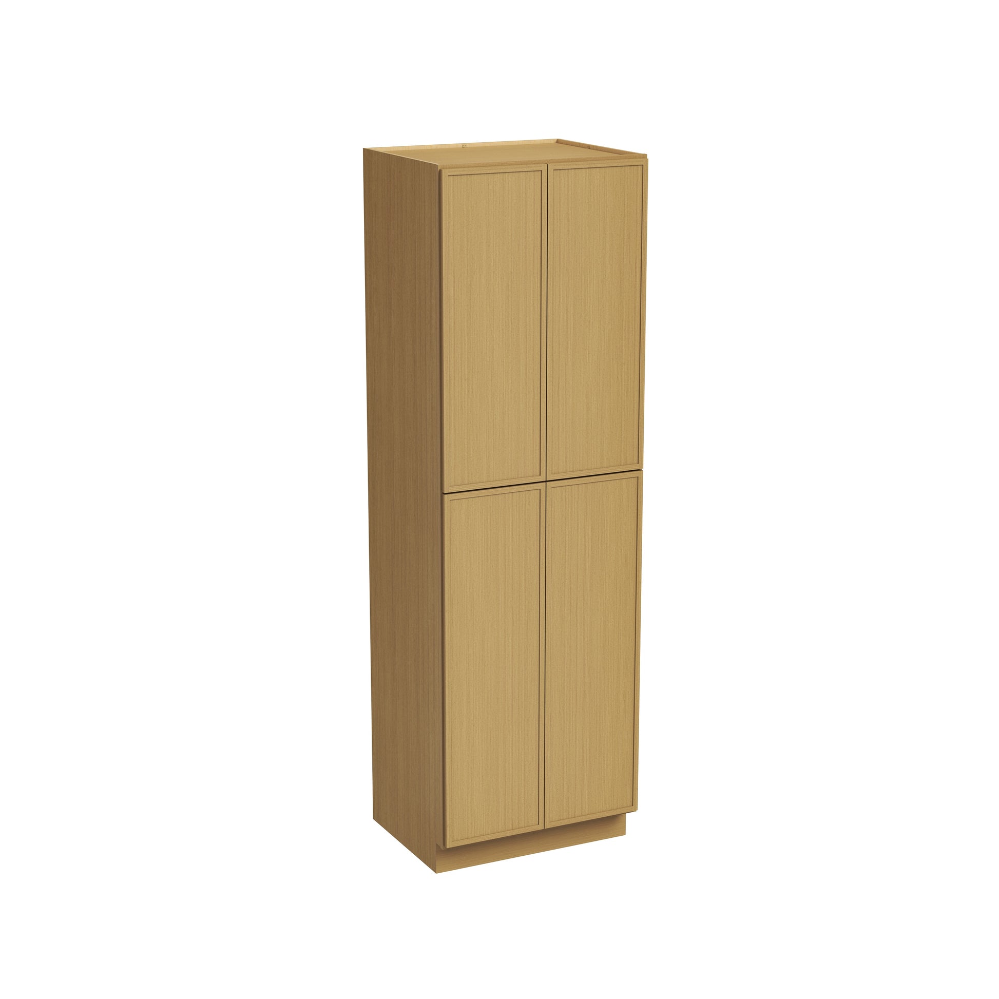 Slim White Oak RTA 24"/30"W x 24"D x 84"-96"H Tall Pantry Cabinet with 4 Doors & 2+3 Shelves