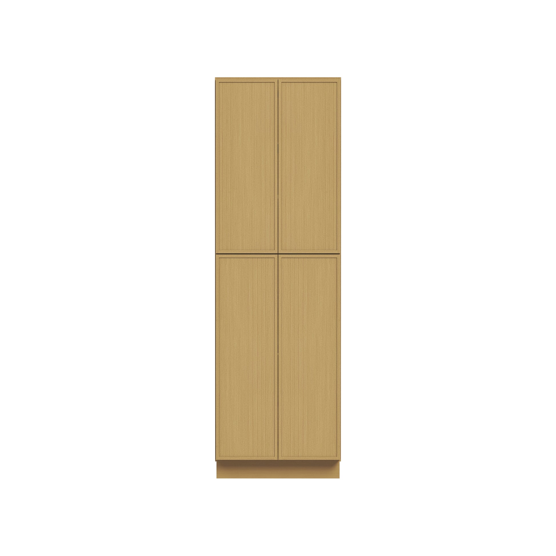 Slim White Oak RTA 24"/30"W x 24"D x 84"-96"H Tall Pantry Cabinet with 4 Doors & 2+3 Shelves