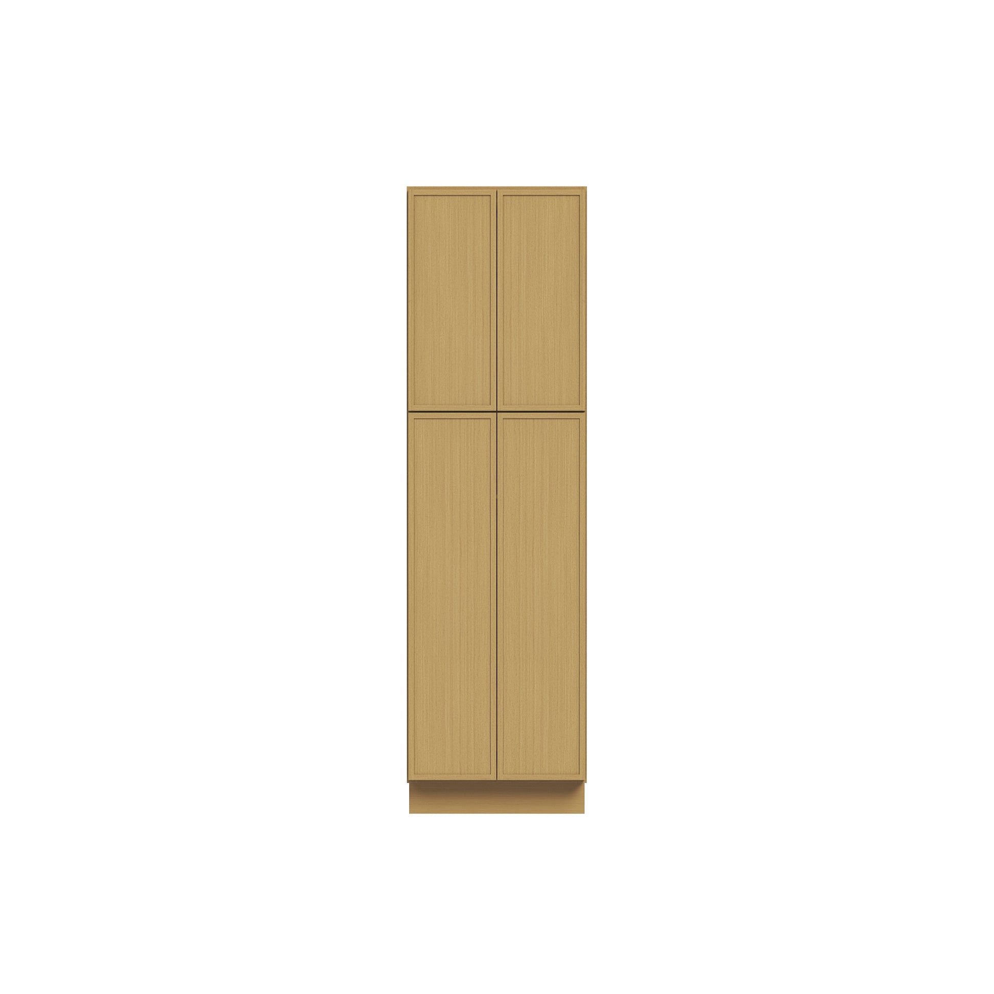 Slim White Oak RTA 24"/30"W x 24"D x 84"-96"H Tall Pantry Cabinet with 4 Doors & 2+3 Shelves