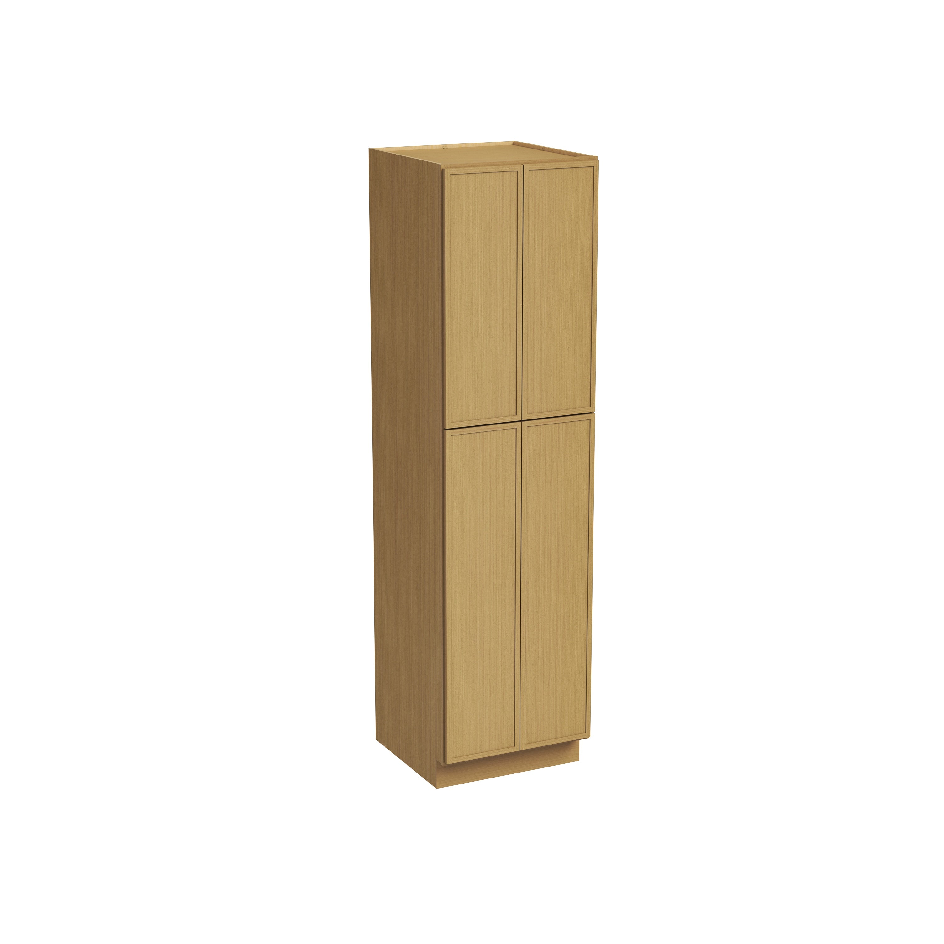 Slim White Oak RTA 24"/30"W x 24"D x 84"-96"H Tall Pantry Cabinet with 4 Doors & 2+3 Shelves