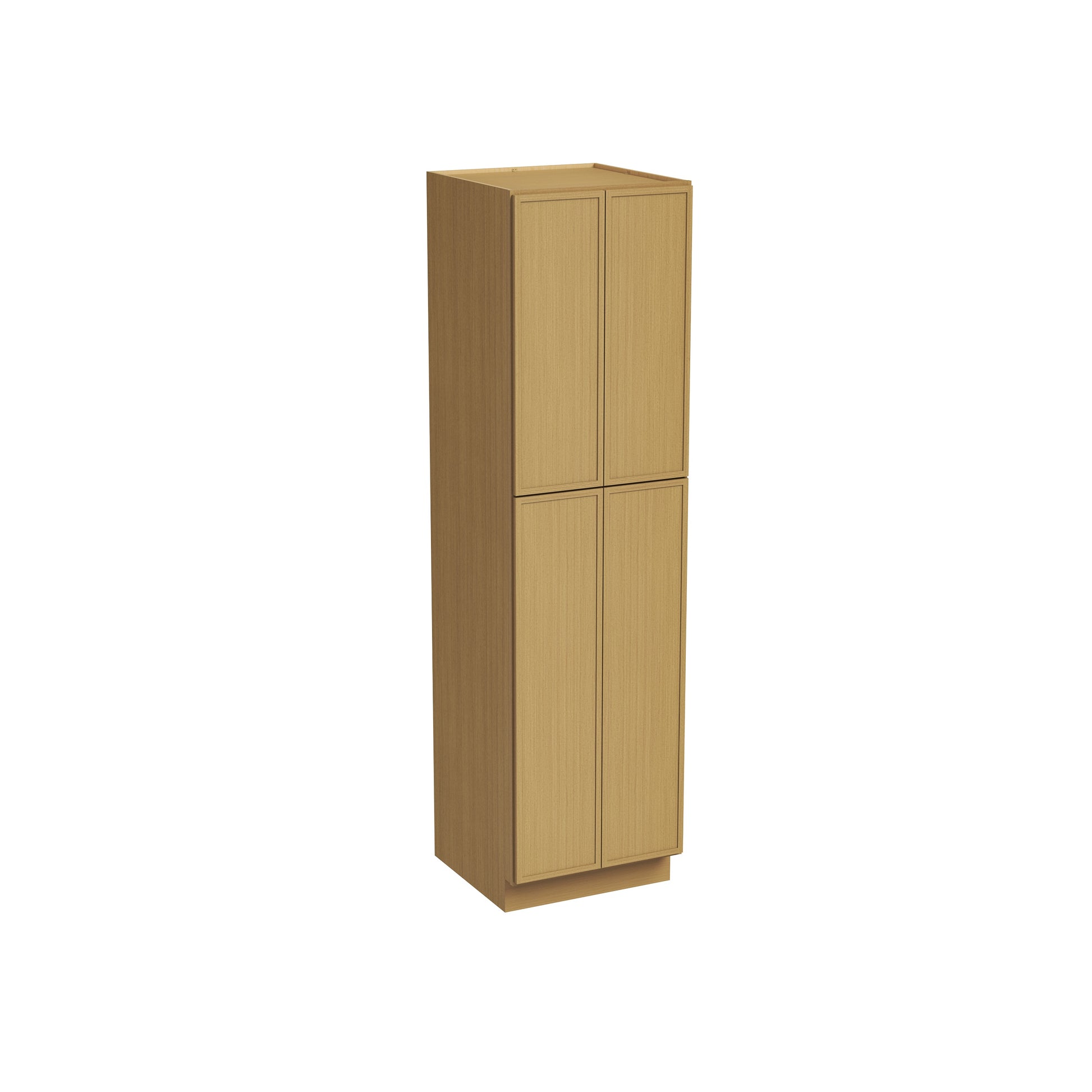 Slim White Oak RTA 24"/30"W x 24"D x 84"-96"H Tall Pantry Cabinet with 4 Doors & 2+3 Shelves