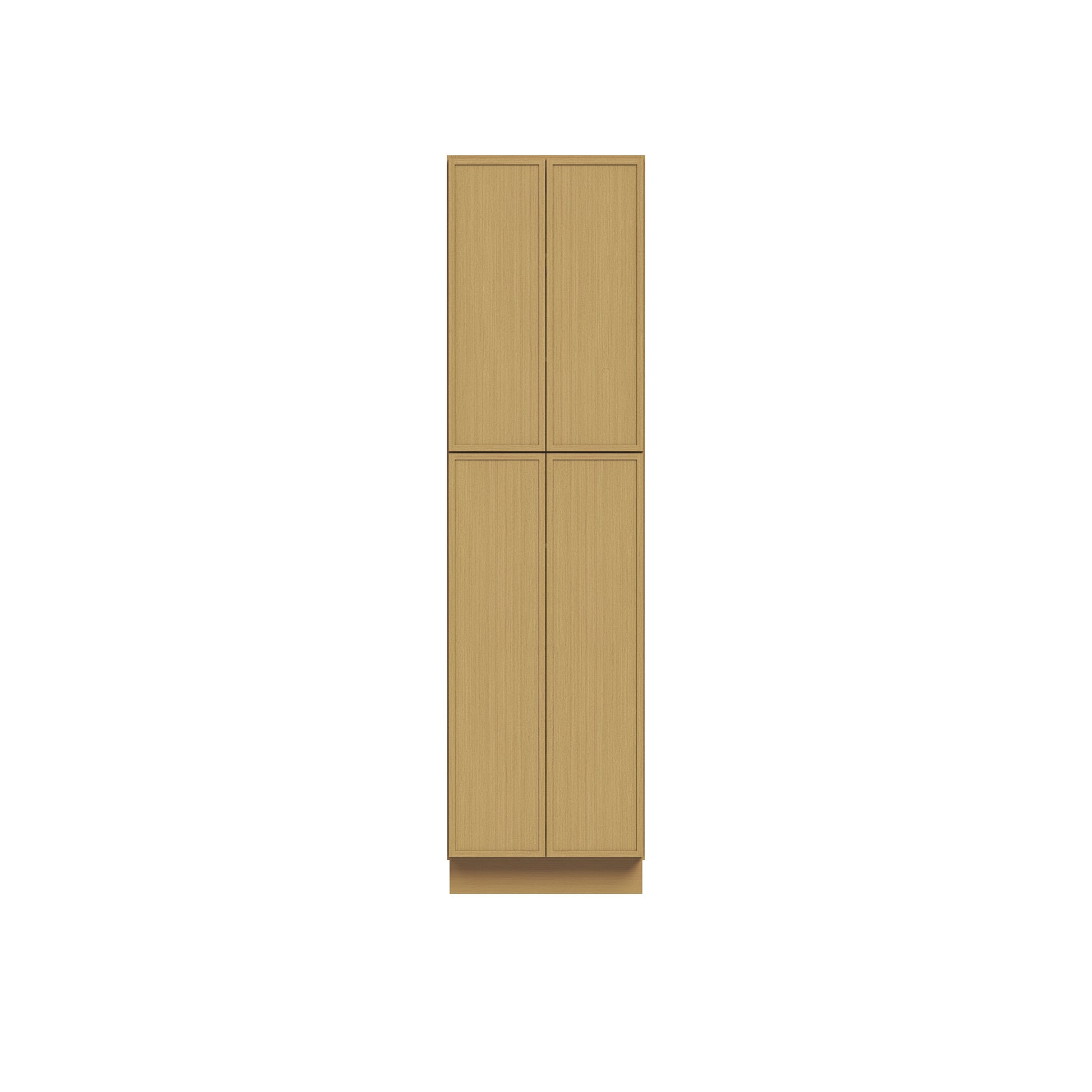 Slim White Oak RTA 24"/30"W x 24"D x 84"-96"H Tall Pantry Cabinet with 4 Doors & 2+3 Shelves
