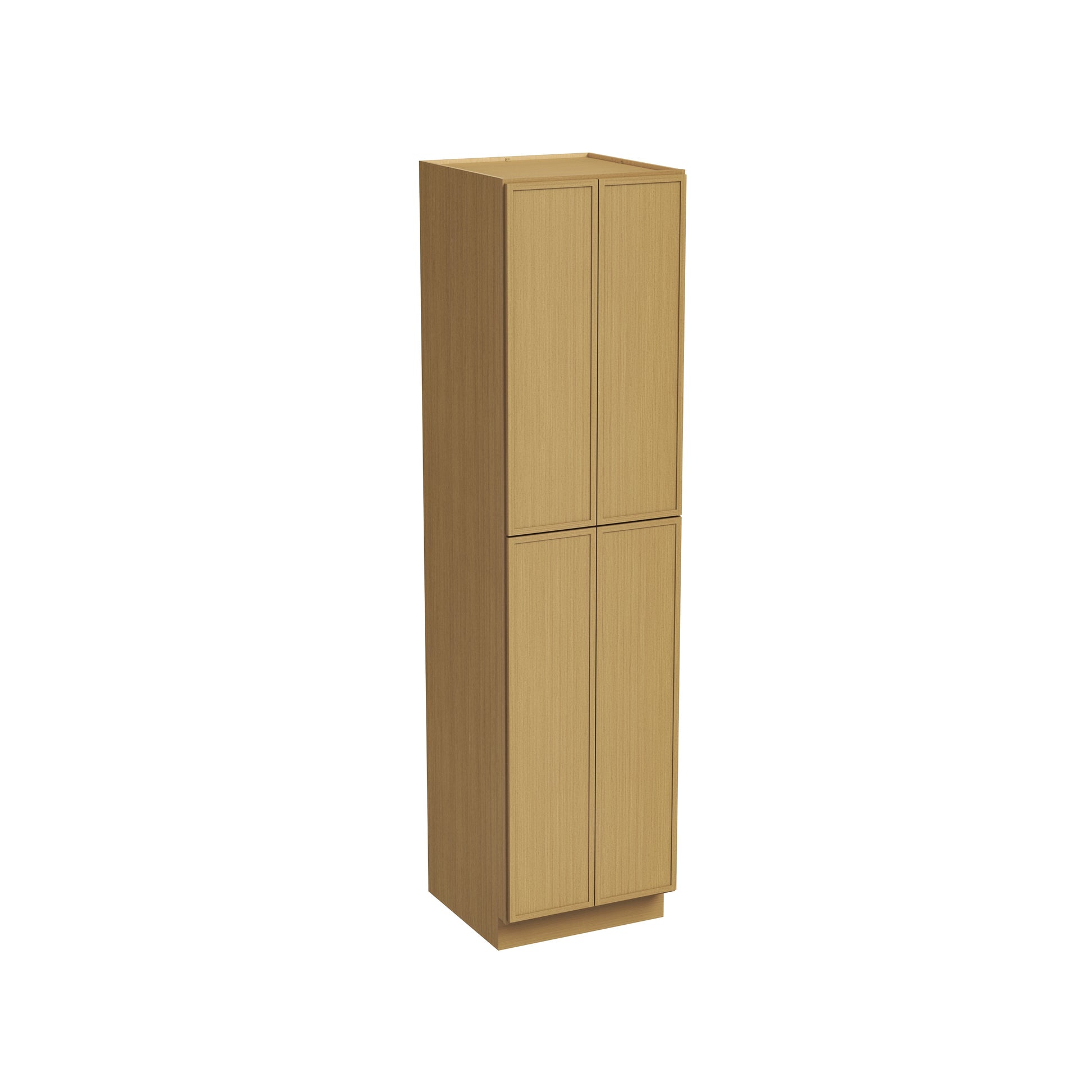 Slim White Oak RTA 24"/30"W x 24"D x 84"-96"H Tall Pantry Cabinet with 4 Doors & 2+3 Shelves