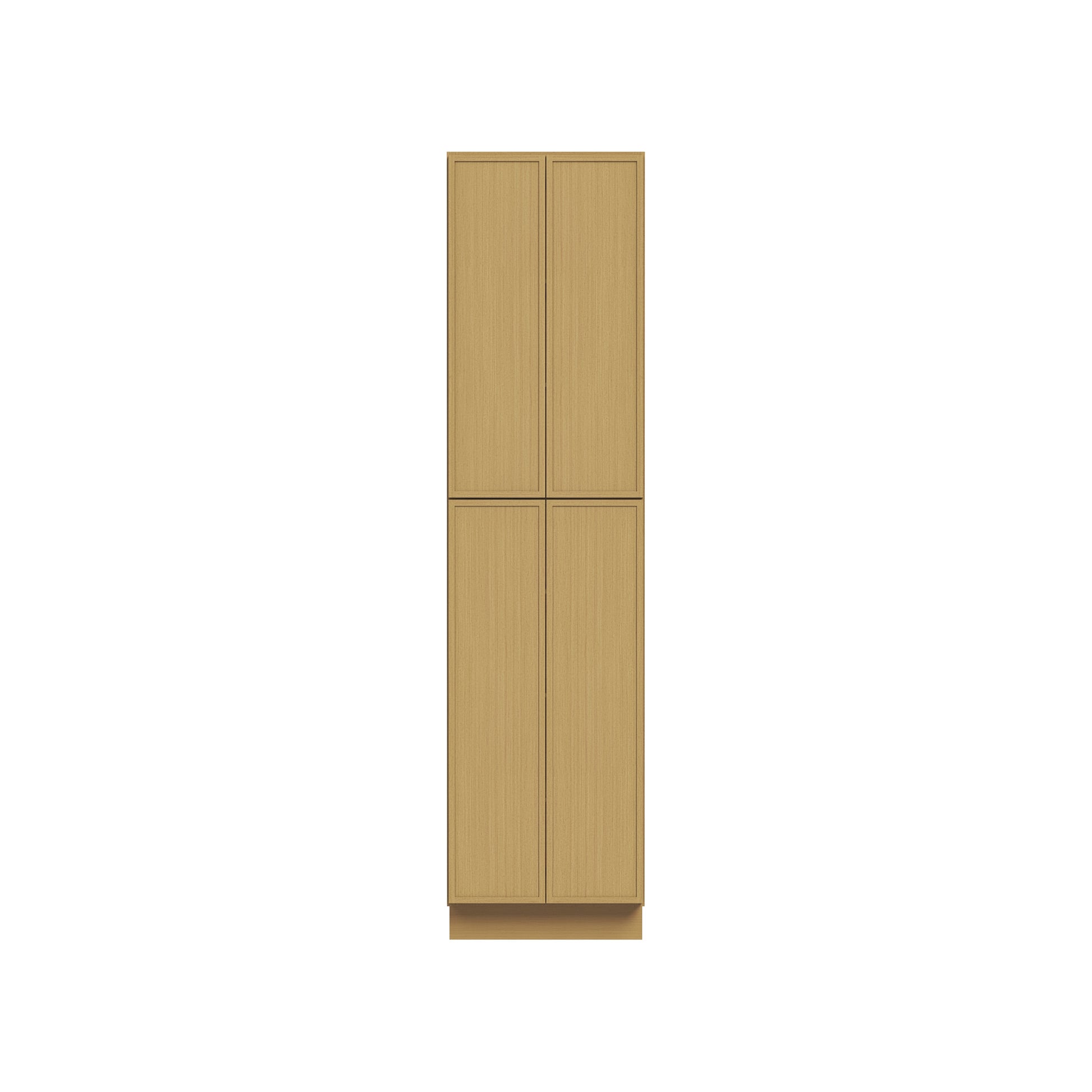 Slim White Oak RTA 24"/30"W x 24"D x 84"-96"H Tall Pantry Cabinet with 4 Doors & 2+3 Shelves