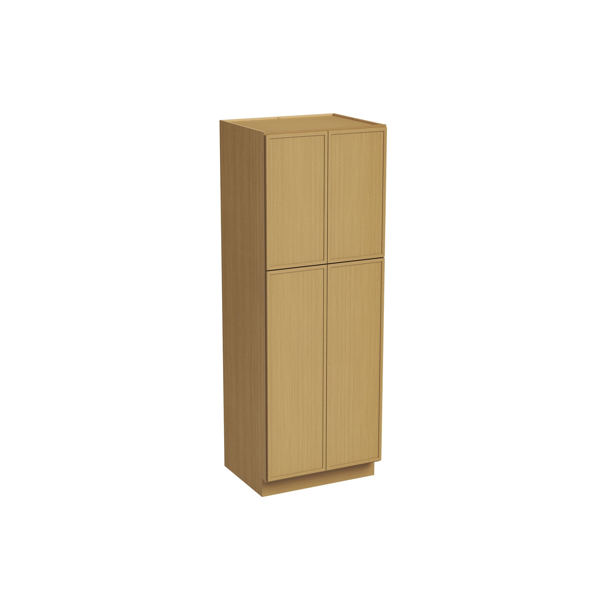 Slim White Oak RTA 24"/30"W x 24"D x 84"-96"H Tall Pantry Cabinet with 4 Doors & 2+3 Shelves