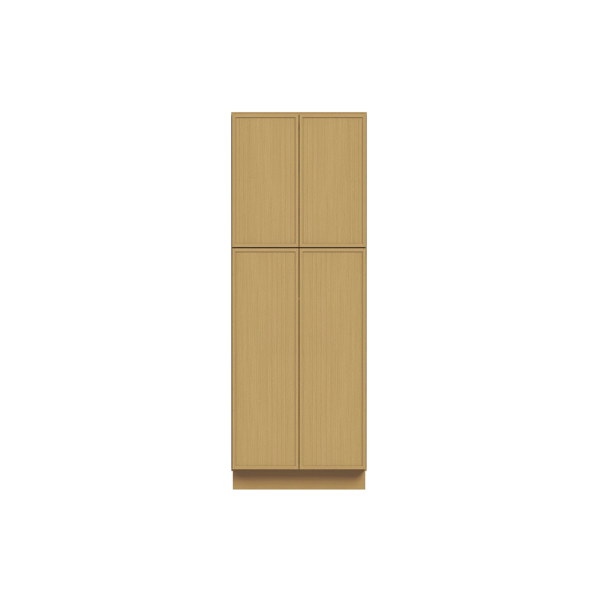 Slim White Oak RTA 24"/30"W x 24"D x 84"-96"H Tall Pantry Cabinet with 4 Doors & 2+3 Shelves