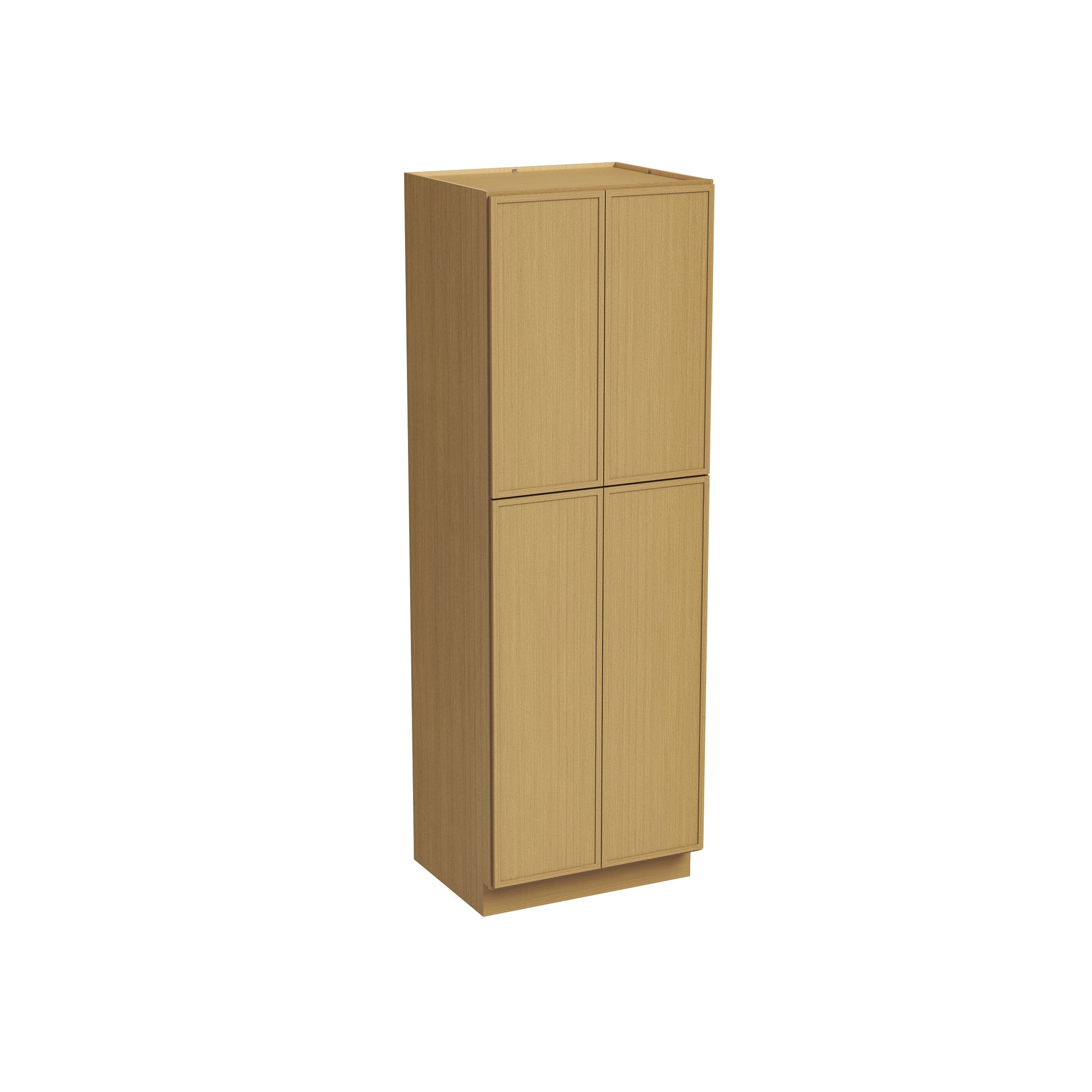 Slim White Oak RTA 24"/30"W x 24"D x 84"-96"H Tall Pantry Cabinet with 4 Doors & 2+3 Shelves