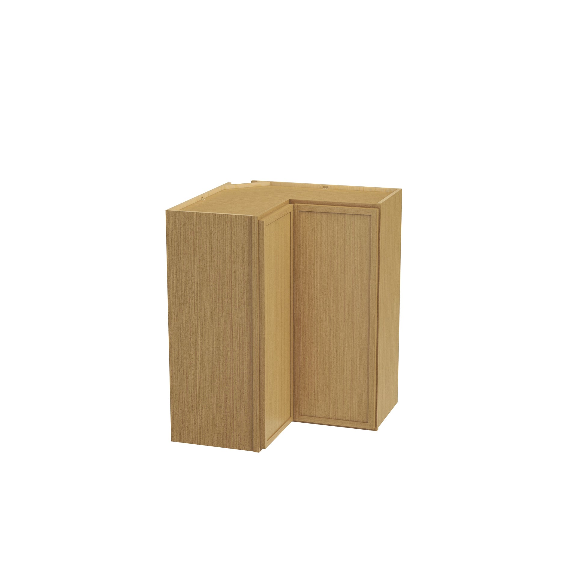 Slim White Oak RTA 24"W x 12"D x 30"-42"H Easy Reach Corner Wall Cabinet with 2 Doors & 2/3 Shelves
