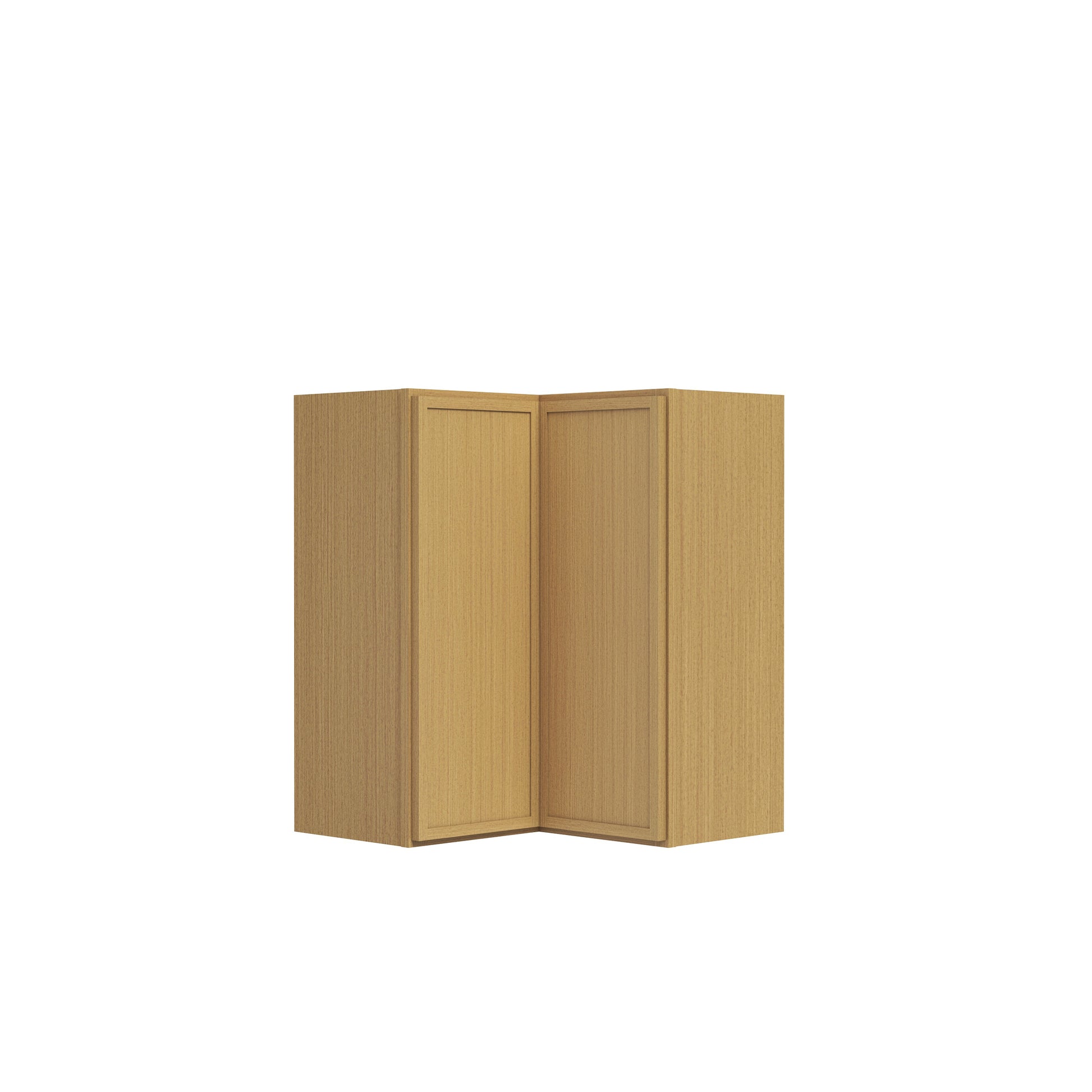 Slim White Oak RTA 24"W x 12"D x 30"-42"H Easy Reach Corner Wall Cabinet with 2 Doors & 2/3 Shelves