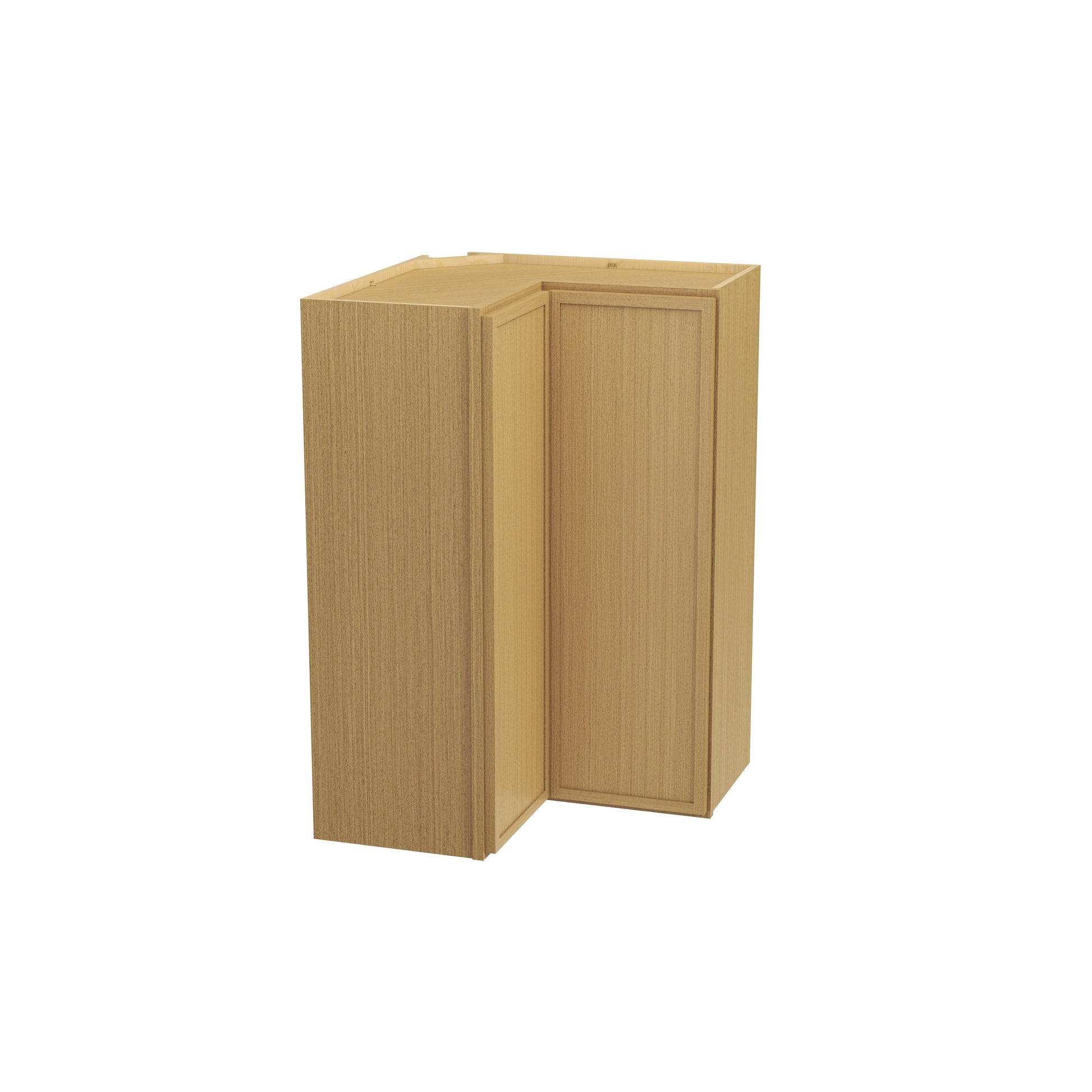 Slim White Oak RTA 24"W x 12"D x 30"-42"H Easy Reach Corner Wall Cabinet with 2 Doors & 2/3 Shelves