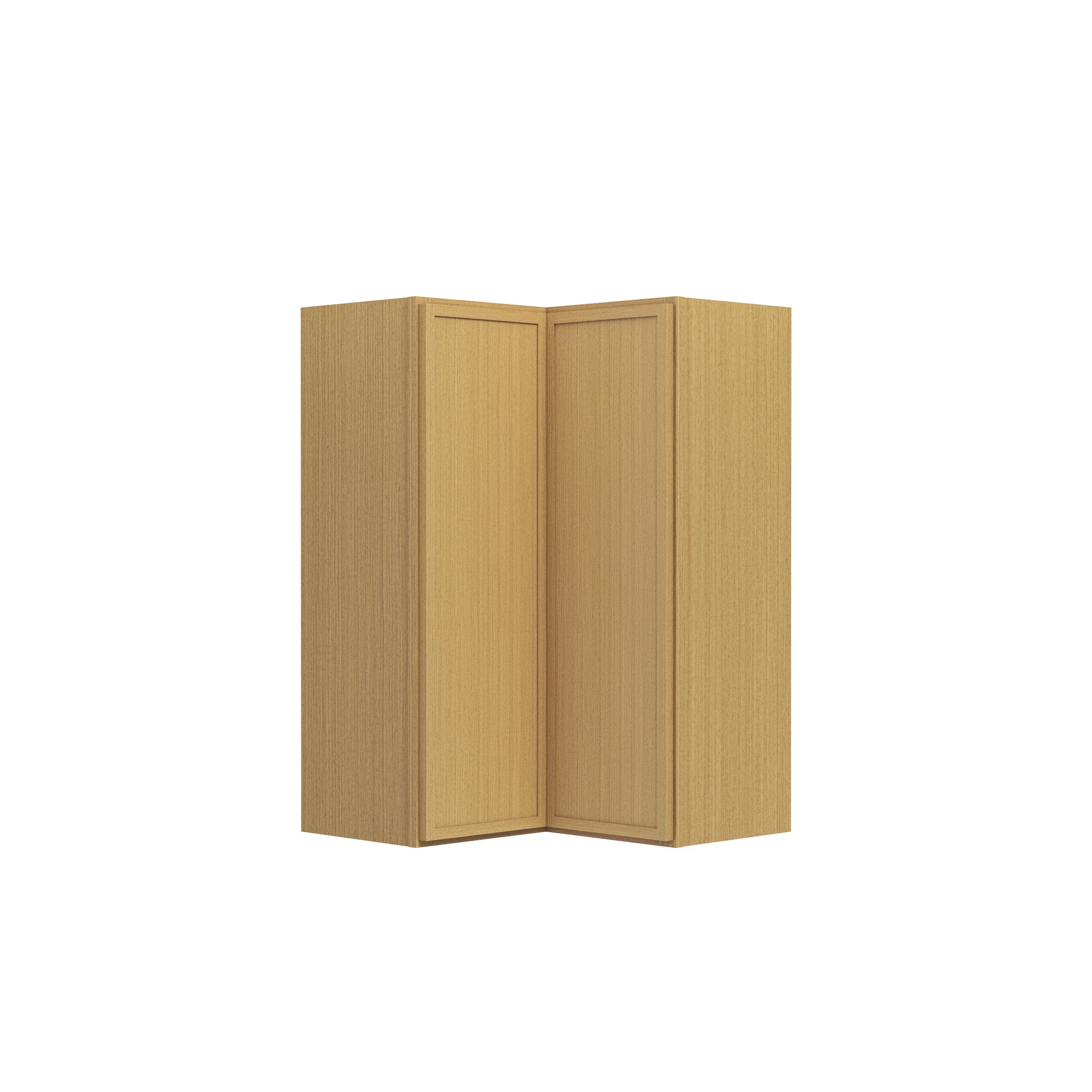 Slim White Oak RTA 24"W x 12"D x 30"-42"H Easy Reach Corner Wall Cabinet with 2 Doors & 2/3 Shelves