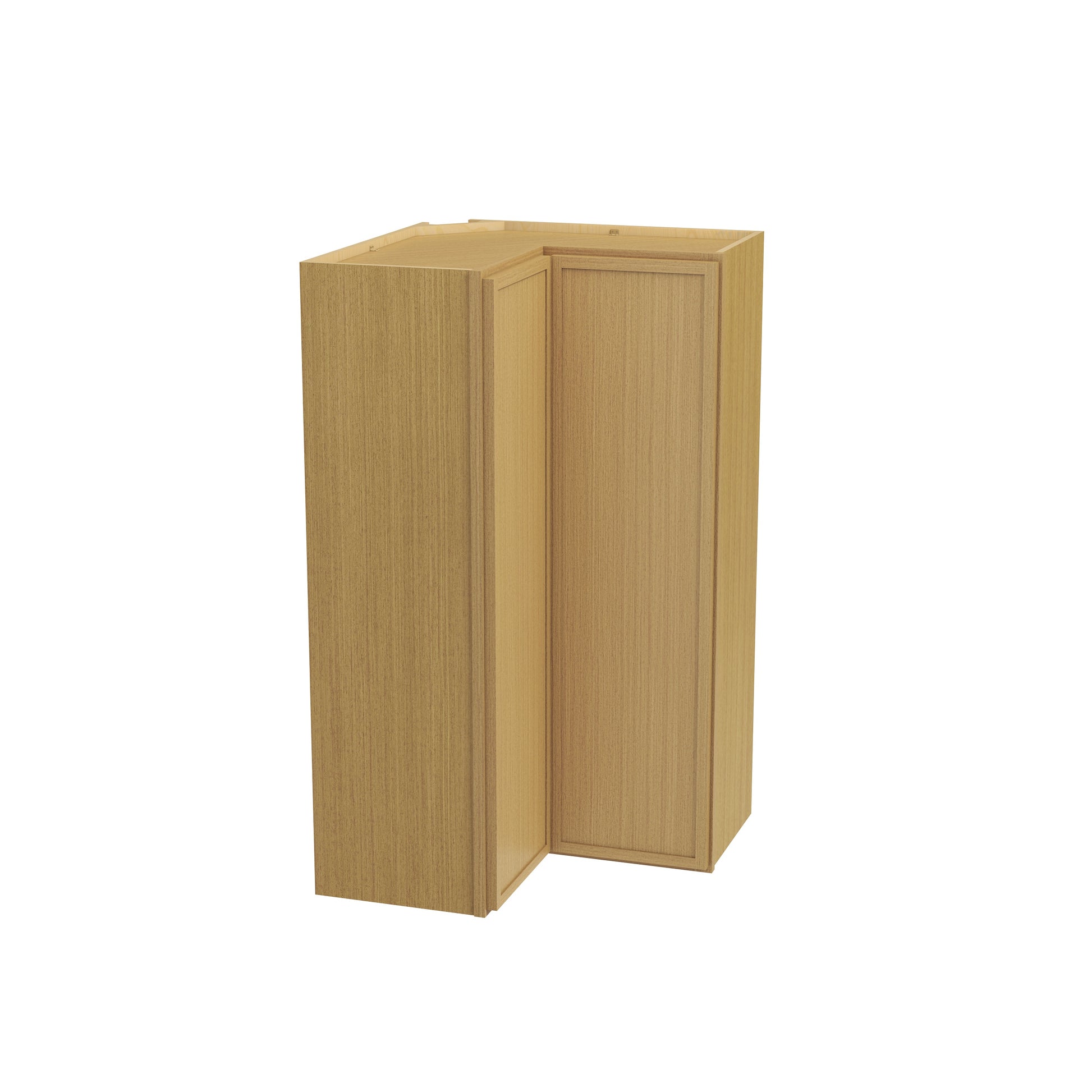 Slim White Oak RTA 24"W x 12"D x 30"-42"H Easy Reach Corner Wall Cabinet with 2 Doors & 2/3 Shelves