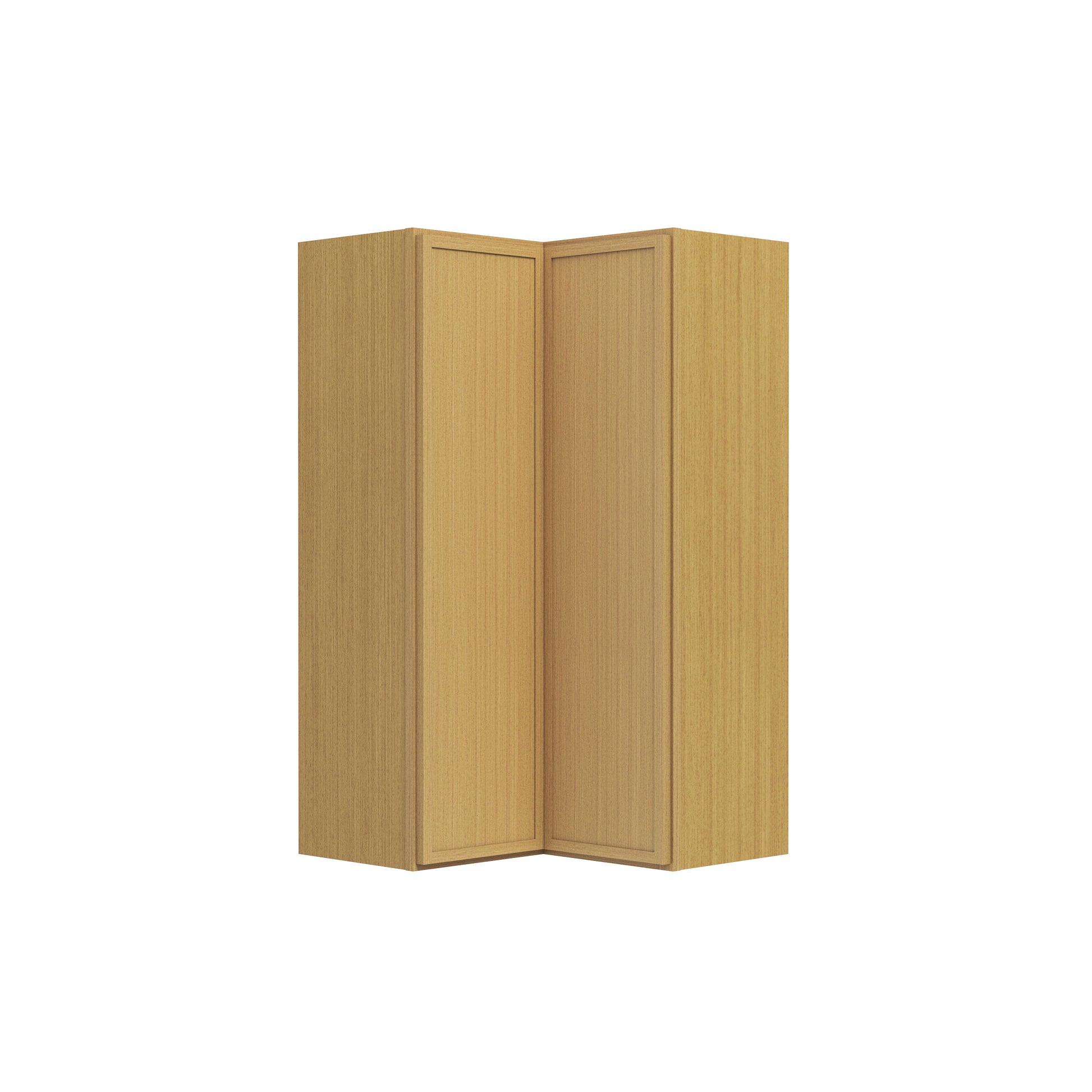 Slim White Oak RTA 24"W x 12"D x 30"-42"H Easy Reach Corner Wall Cabinet with 2 Doors & 2/3 Shelves