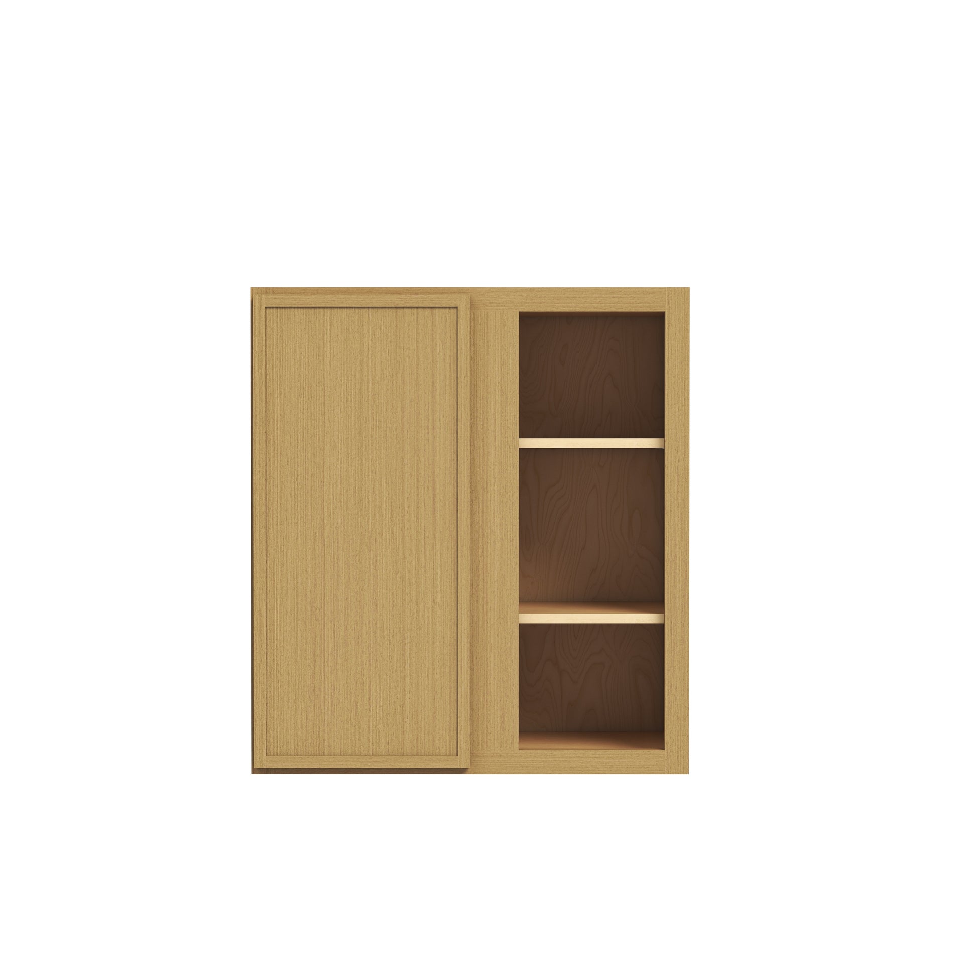 Slim White Oak RTA 27"W x 12"D x 30"-42"H Wall Blind Corner Cabinet with 1 Door & 2/3 Shelves