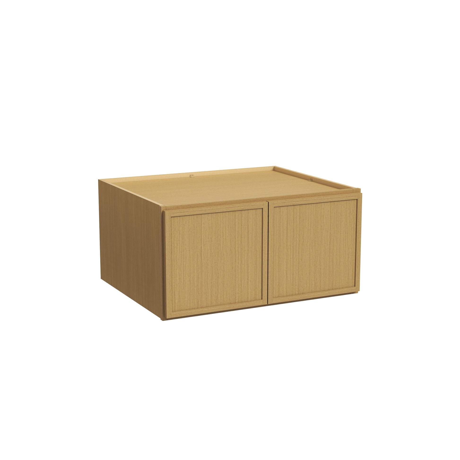 Slim White Oak RTA 30"-36"W x 24"D x 12"-18"H Deep Wall Cabinet with 2 Doors