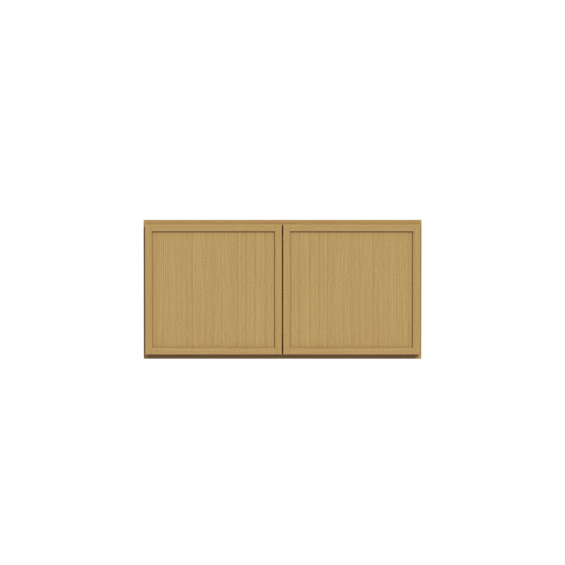 Slim White Oak RTA 30"-36"W x 24"D x 12"-18"H Deep Wall Cabinet with 2 Doors