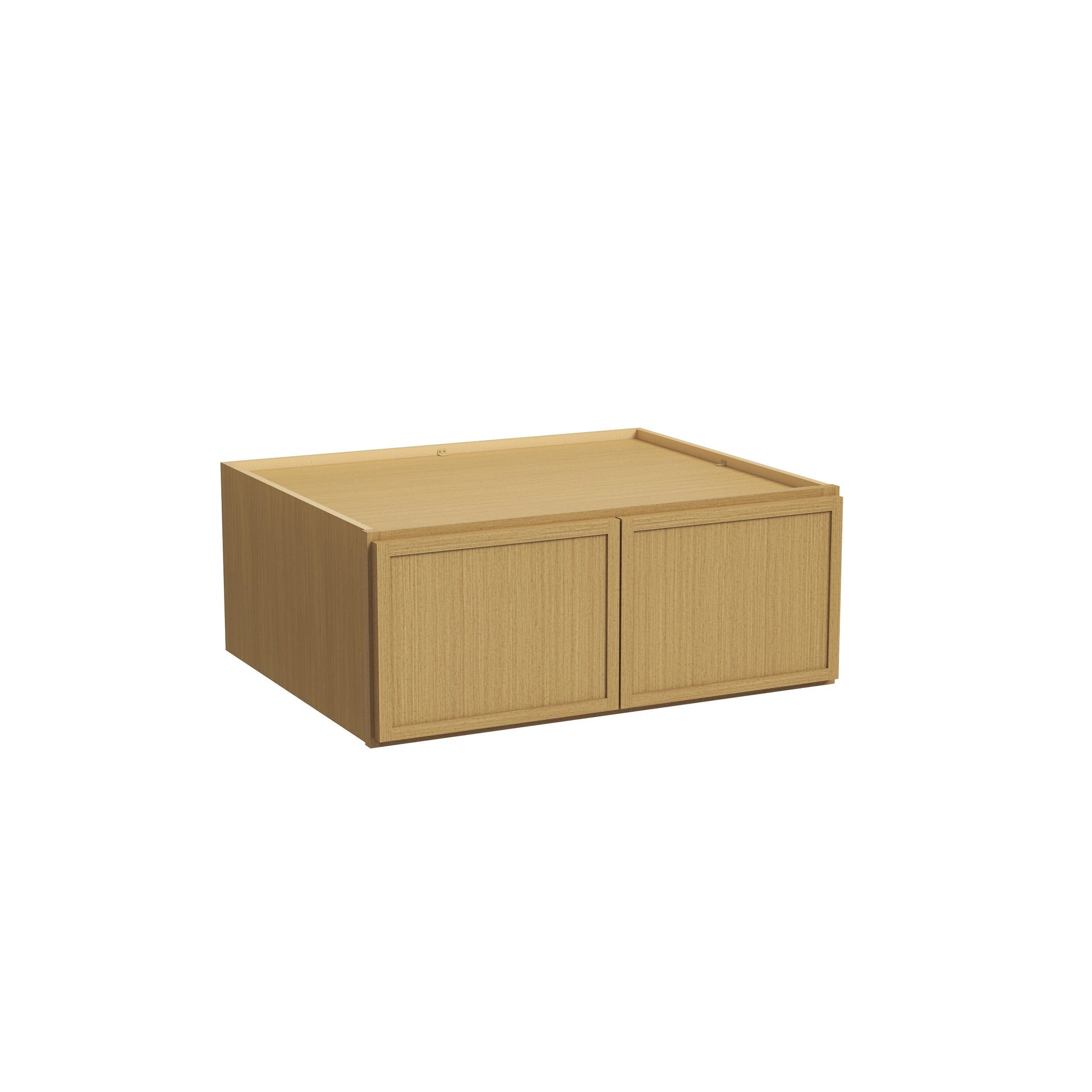 Slim White Oak RTA 30"-36"W x 24"D x 12"-18"H Deep Wall Cabinet with 2 Doors