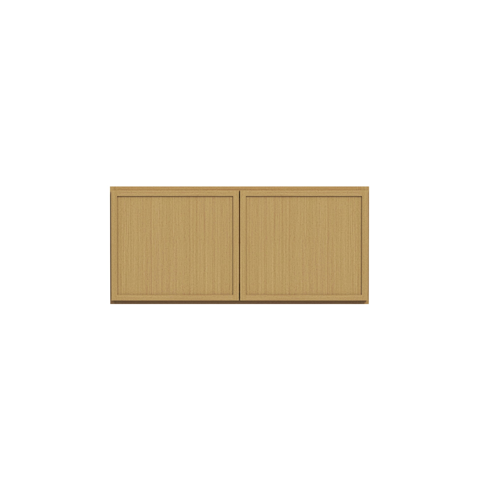 Slim White Oak RTA 30"-36"W x 24"D x 12"-18"H Deep Wall Cabinet with 2 Doors