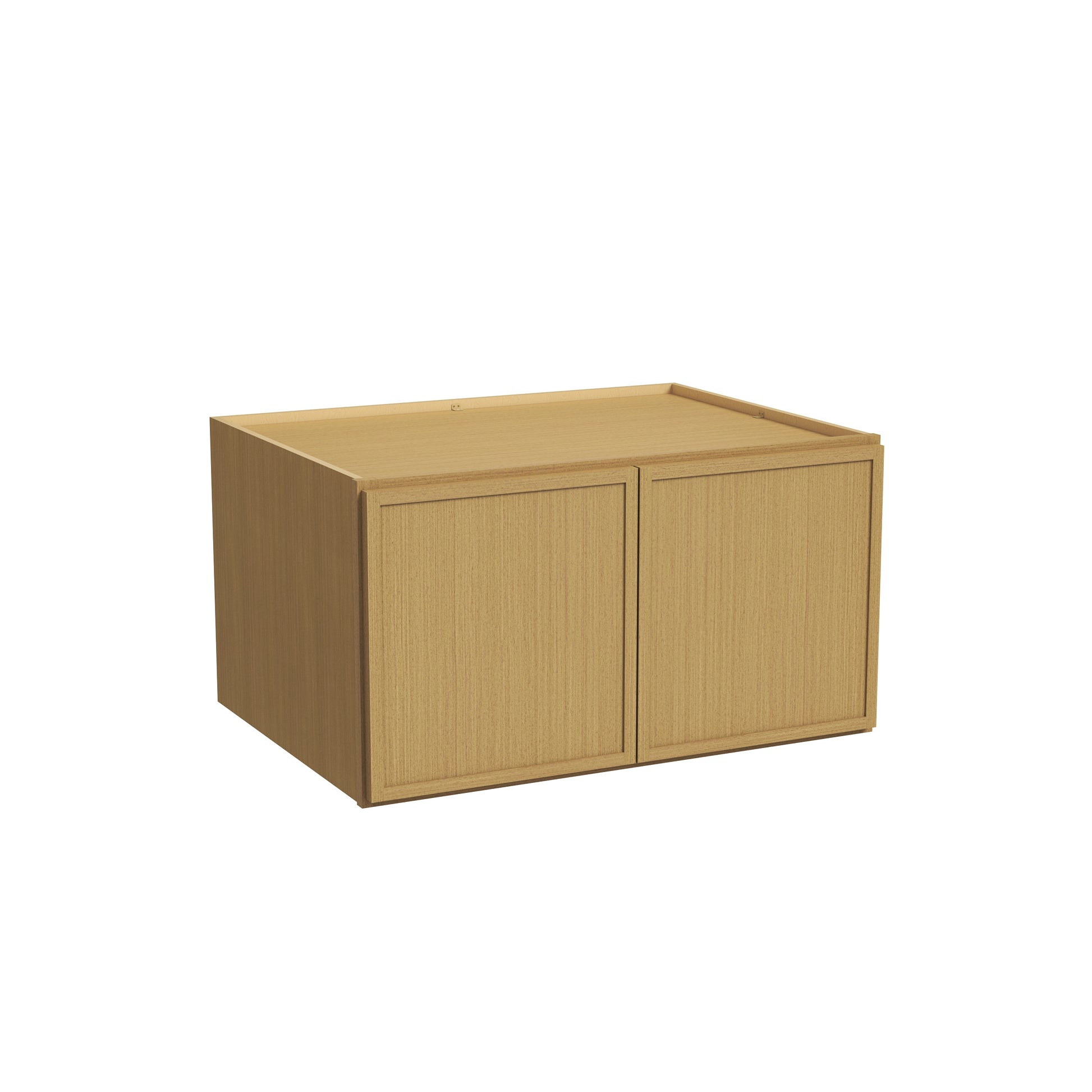 Slim White Oak RTA 30"-36"W x 24"D x 12"-18"H Deep Wall Cabinet with 2 Doors