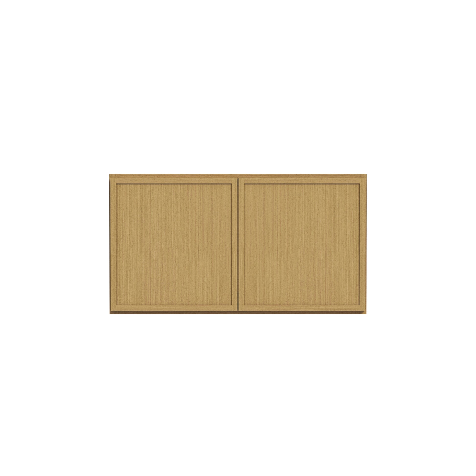 Slim White Oak RTA 30"-36"W x 24"D x 12"-18"H Deep Wall Cabinet with 2 Doors