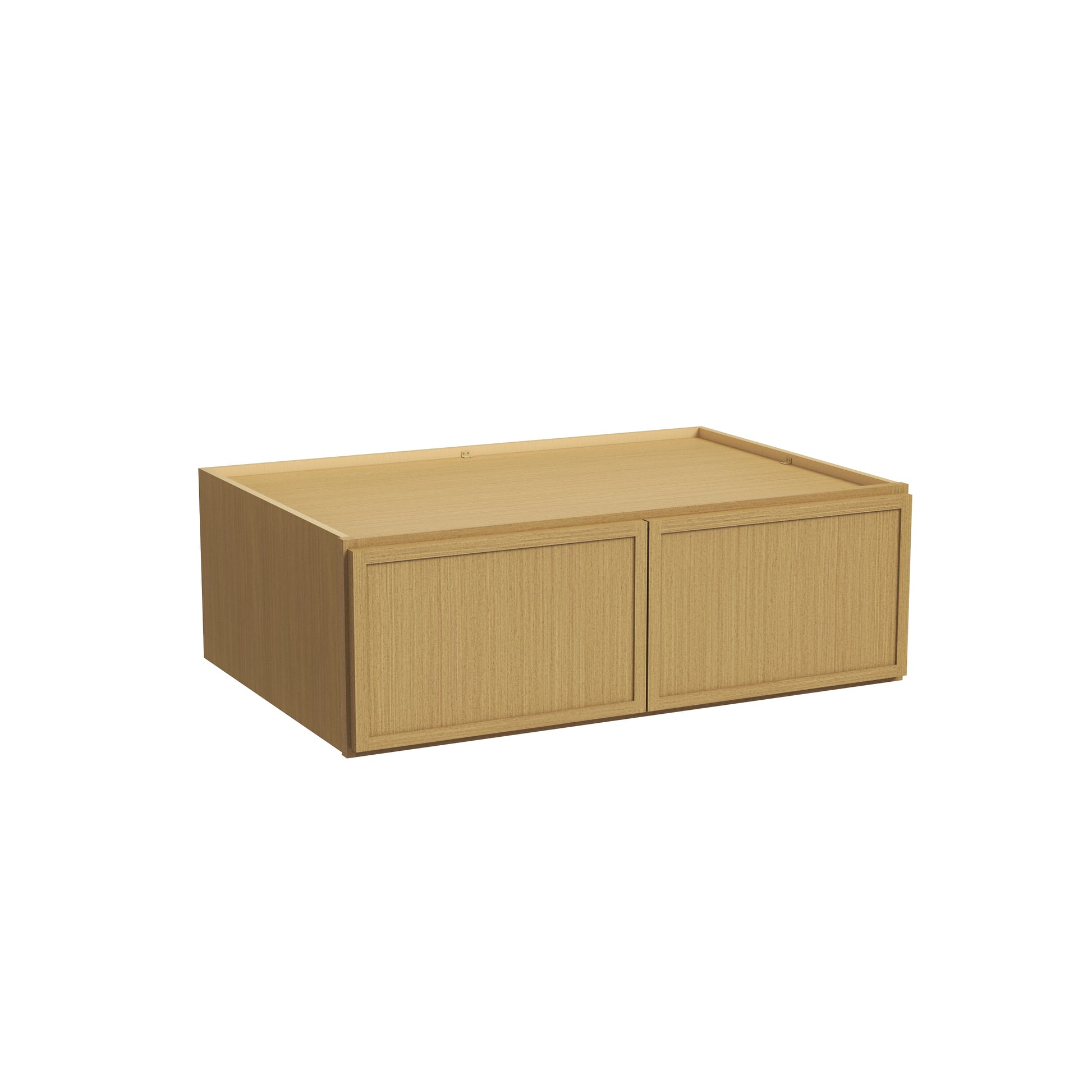 Slim White Oak RTA 30"-36"W x 24"D x 12"-18"H Deep Wall Cabinet with 2 Doors