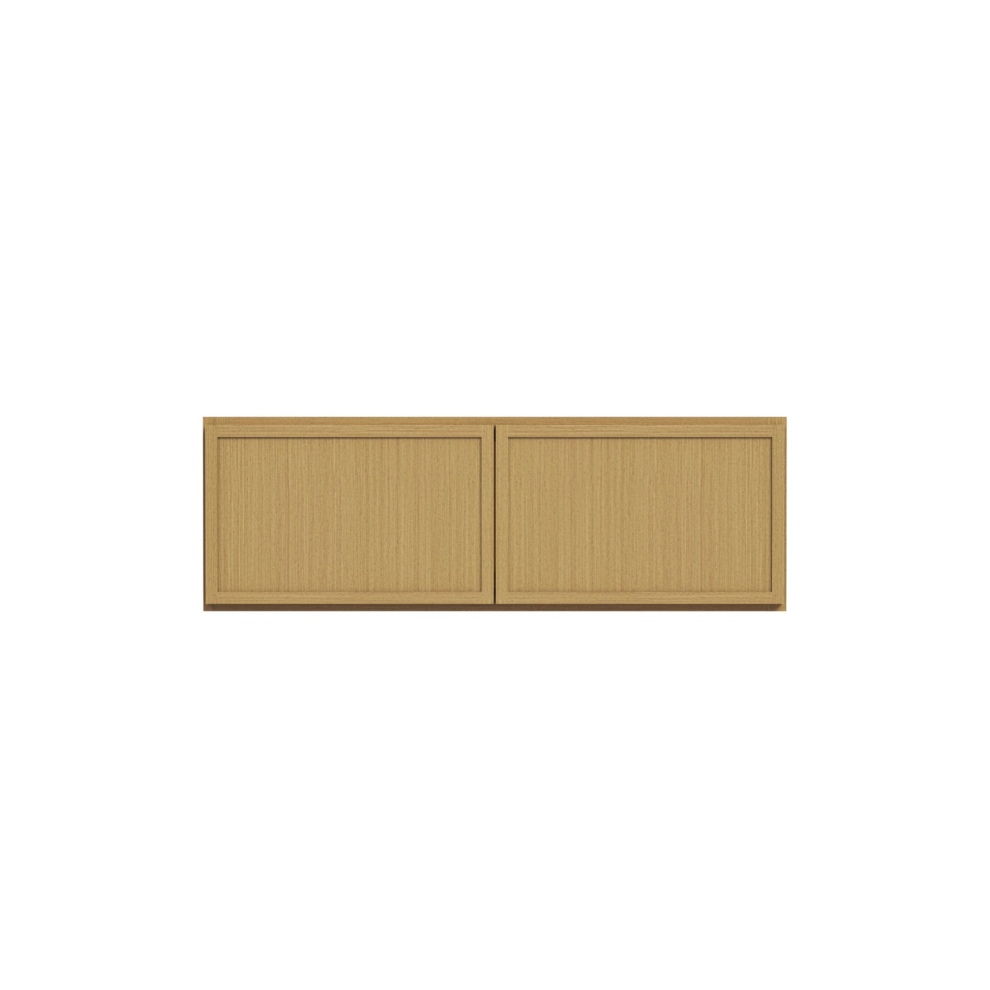 Slim White Oak RTA 30"-36"W x 24"D x 12"-18"H Deep Wall Cabinet with 2 Doors