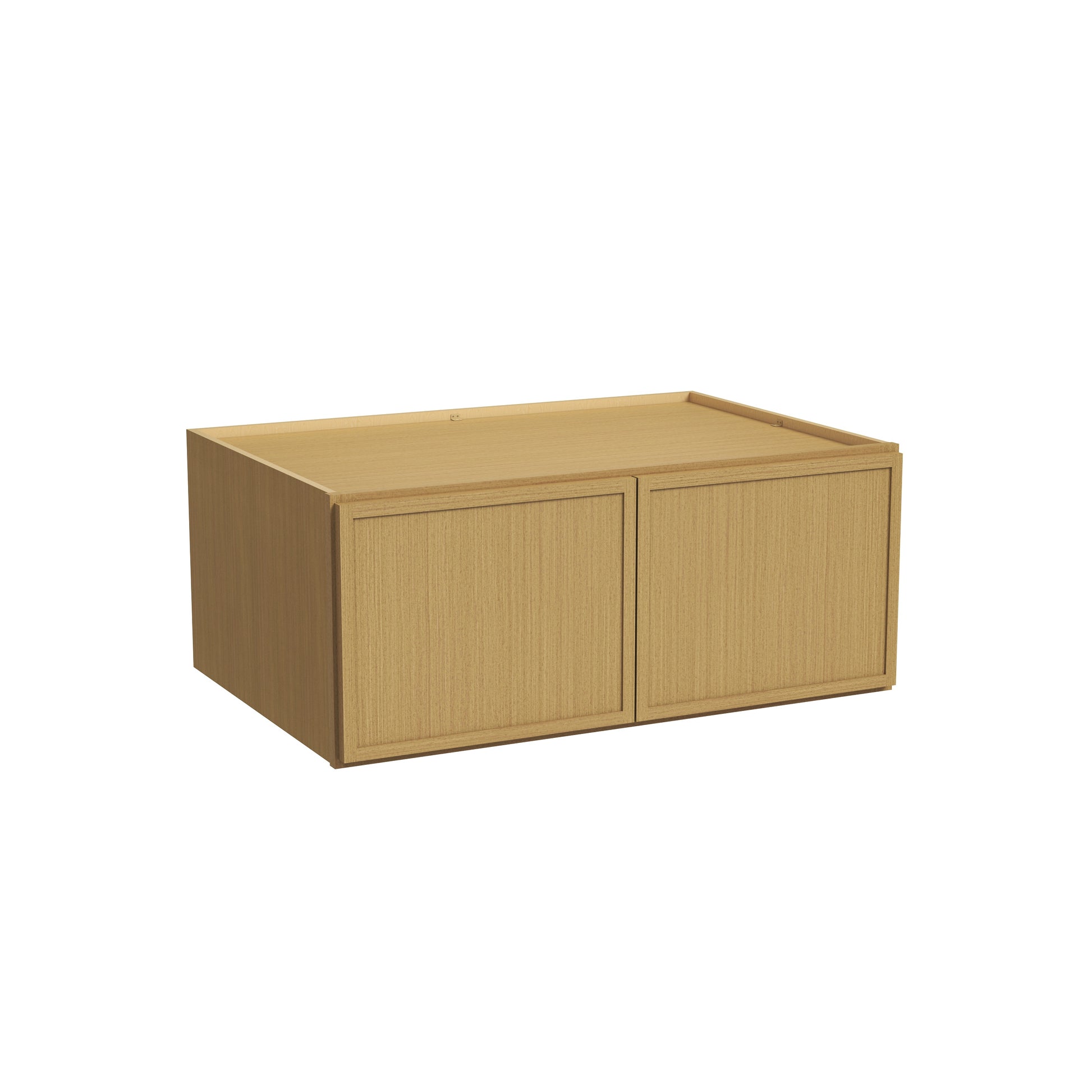 Slim White Oak RTA 30"-36"W x 24"D x 12"-18"H Deep Wall Cabinet with 2 Doors