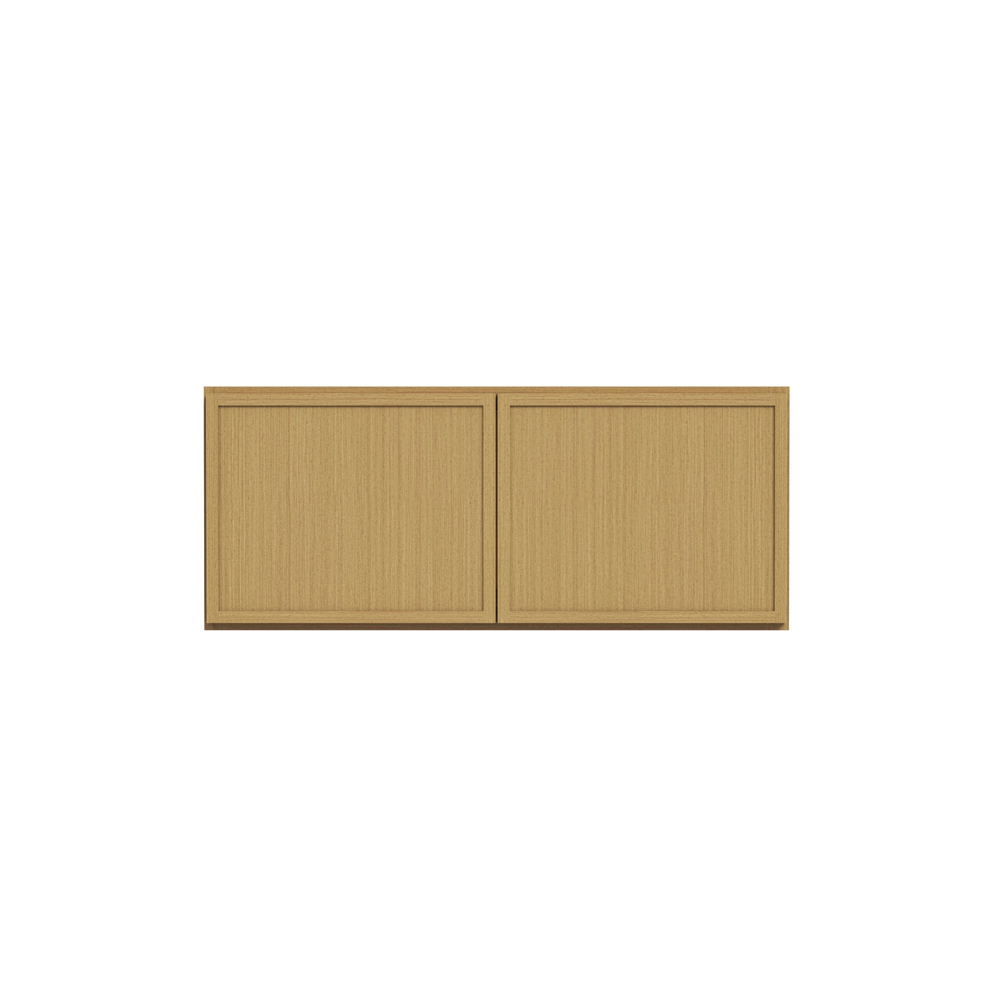 Slim White Oak RTA 30"-36"W x 24"D x 12"-18"H Deep Wall Cabinet with 2 Doors