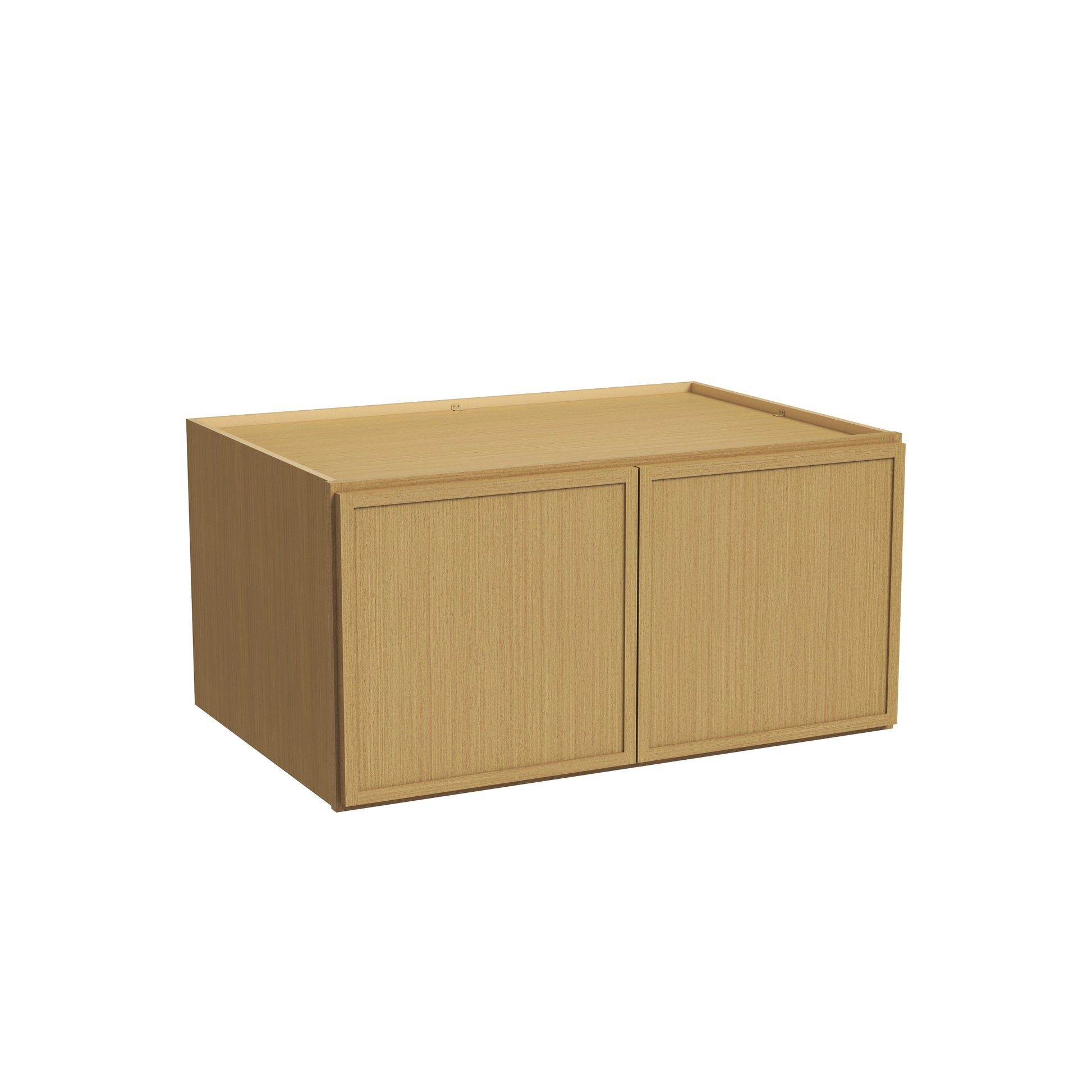 Slim White Oak RTA 30"-36"W x 24"D x 12"-18"H Deep Wall Cabinet with 2 Doors