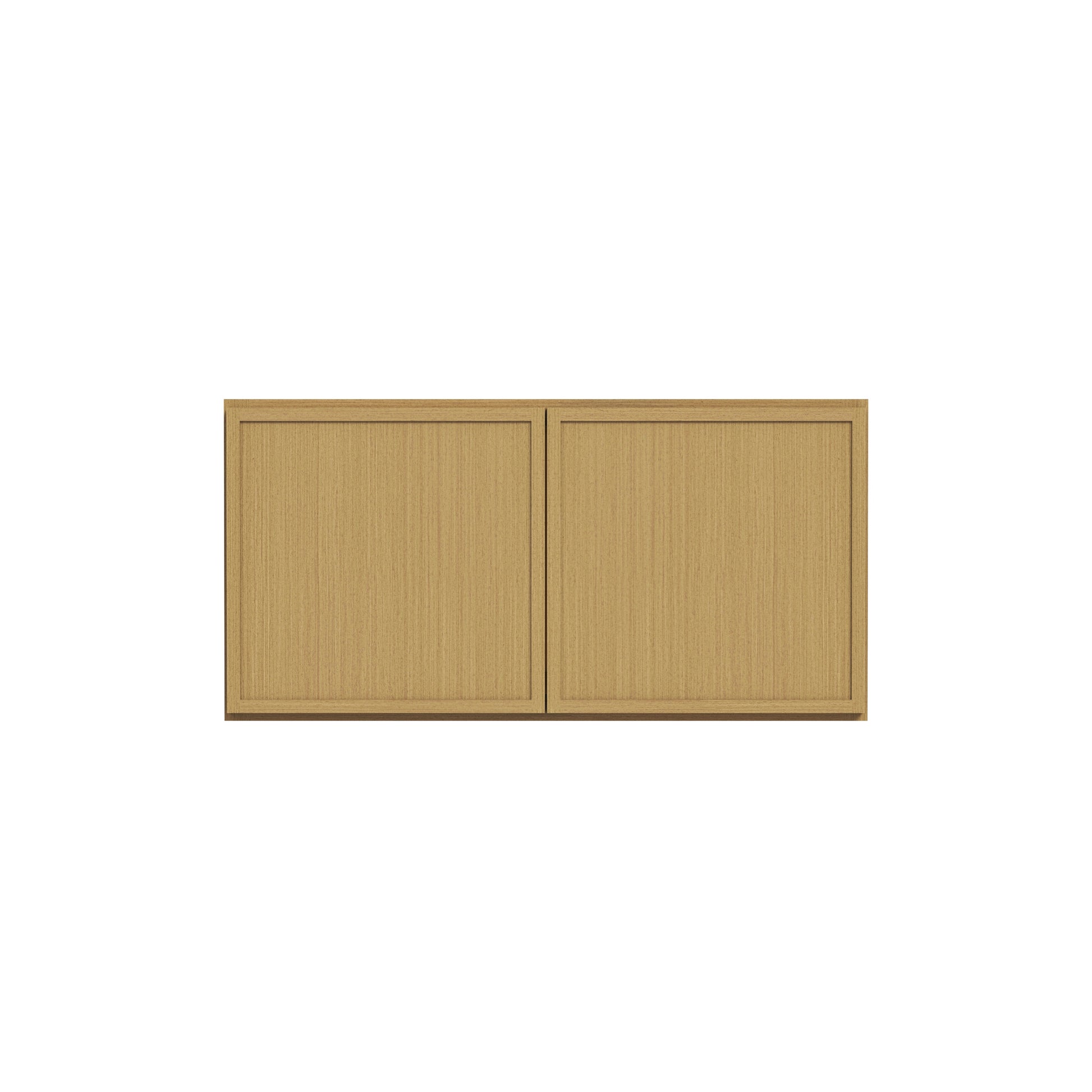 Slim White Oak RTA 30"-36"W x 24"D x 12"-18"H Deep Wall Cabinet with 2 Doors