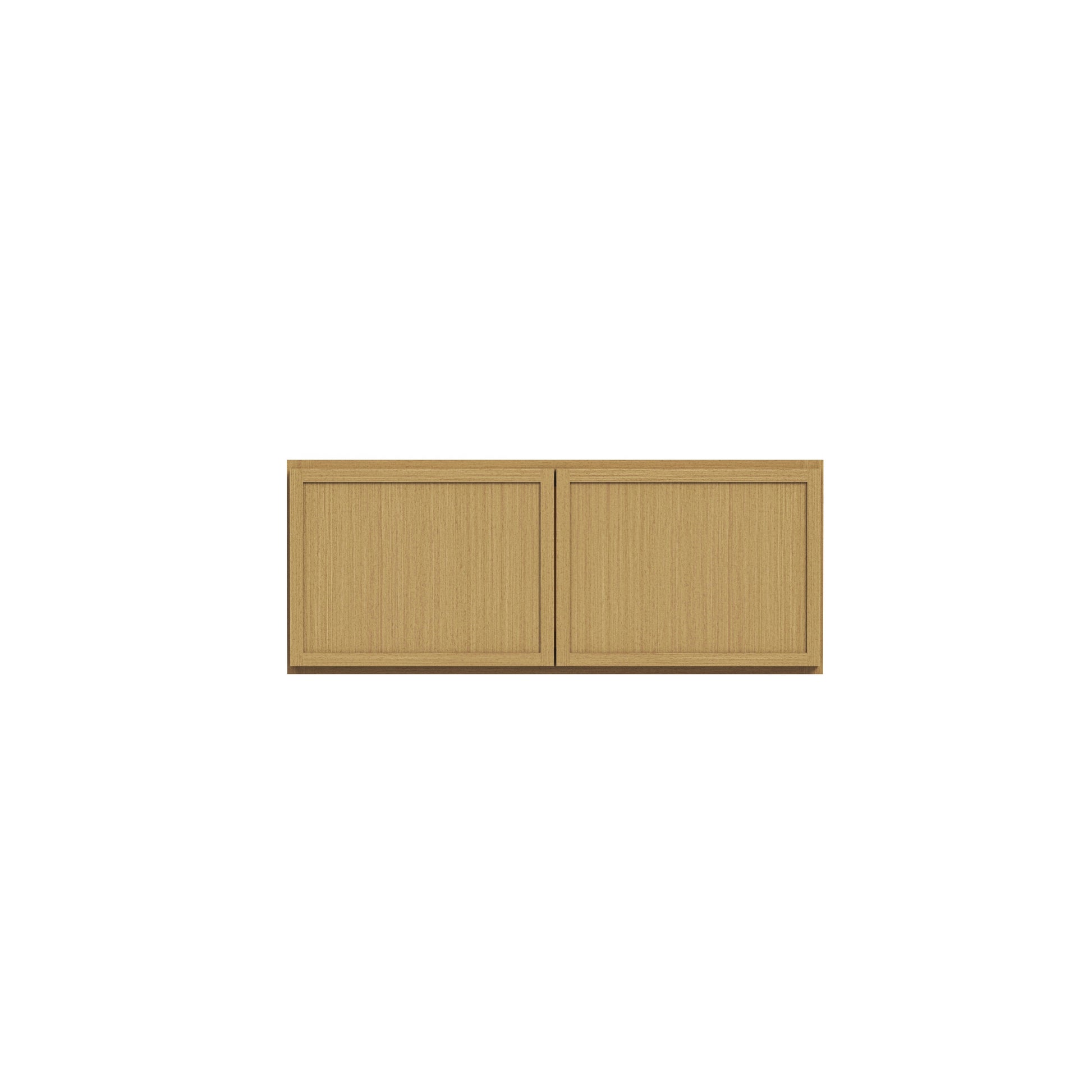 Slim White Oak RTA 30"-36"W x 24"D x 12"-18"H Deep Wall Cabinet with 2 Doors