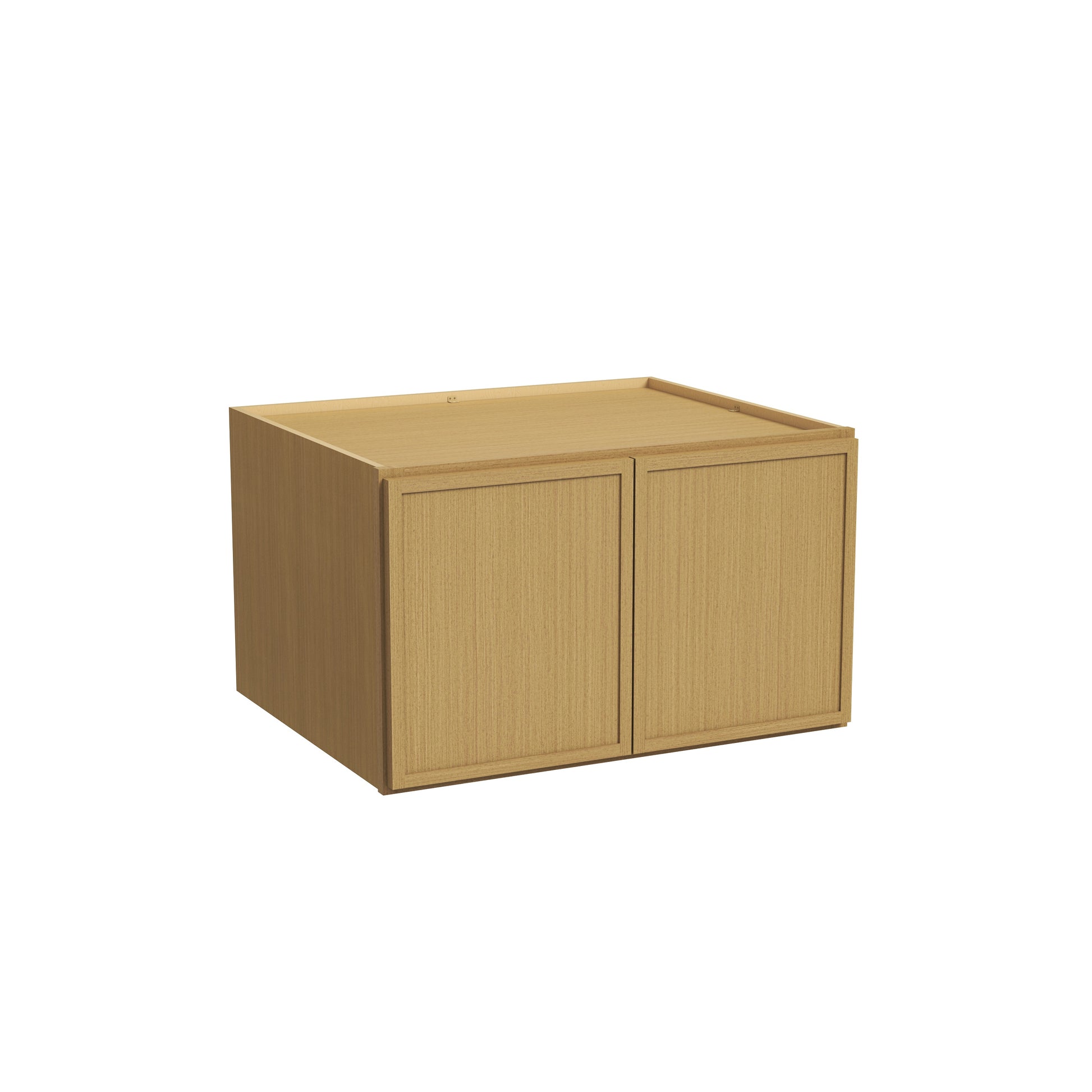 Slim White Oak RTA 30"-36"W x 24"D x 12"-18"H Deep Wall Cabinet with 2 Doors
