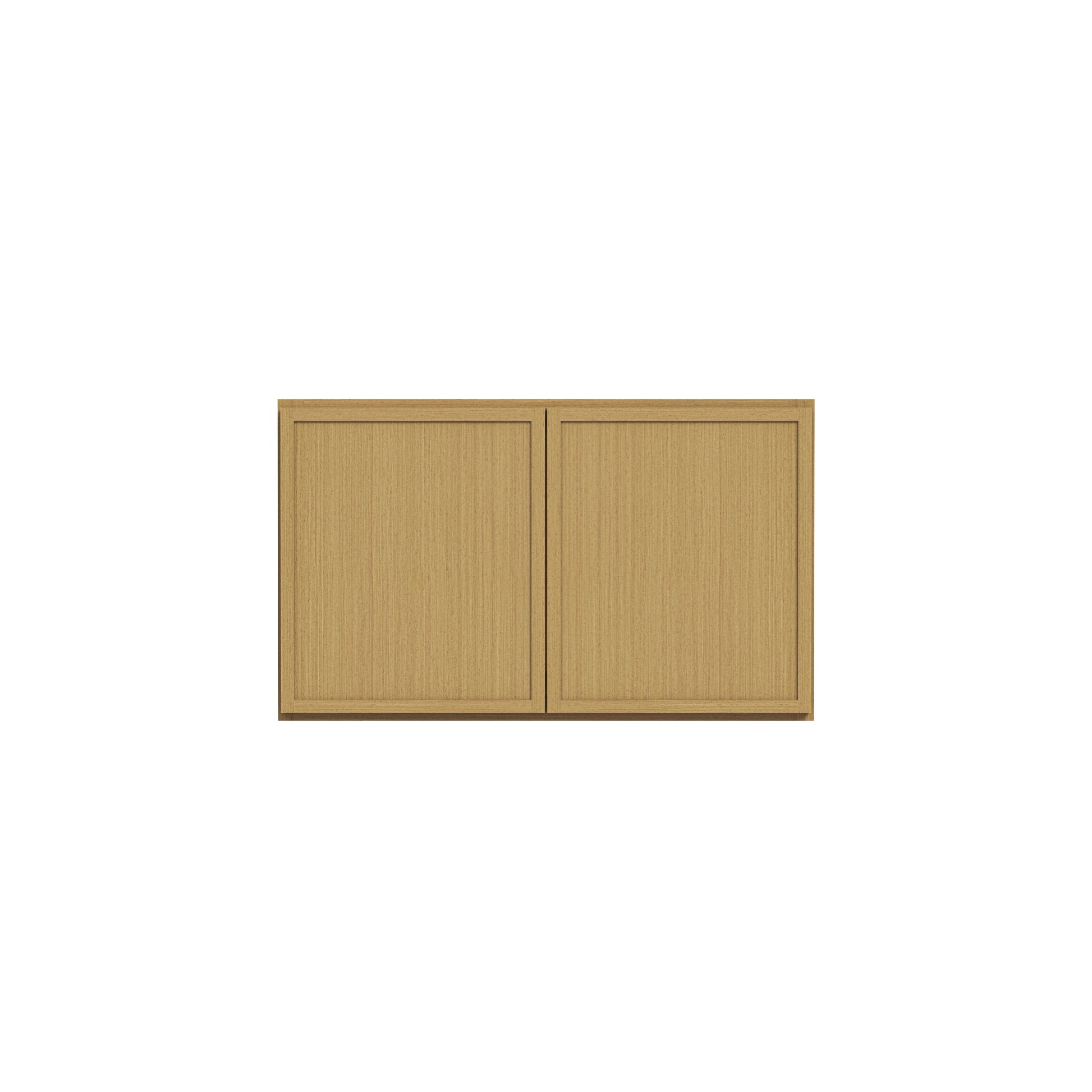 Slim White Oak RTA 30"-36"W x 24"D x 12"-18"H Deep Wall Cabinet with 2 Doors