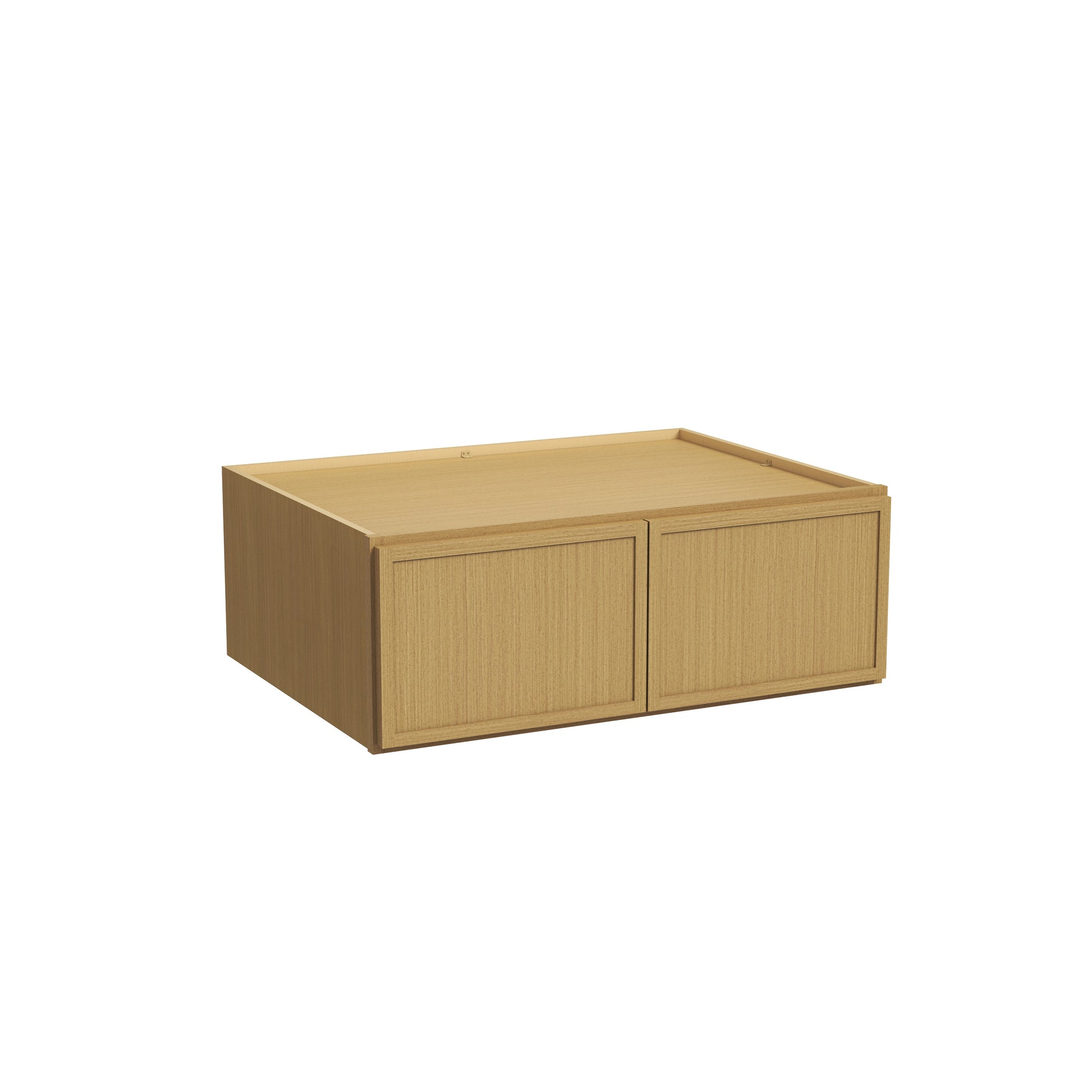 Slim White Oak RTA 30"-36"W x 24"D x 12"-18"H Deep Wall Cabinet with 2 Doors