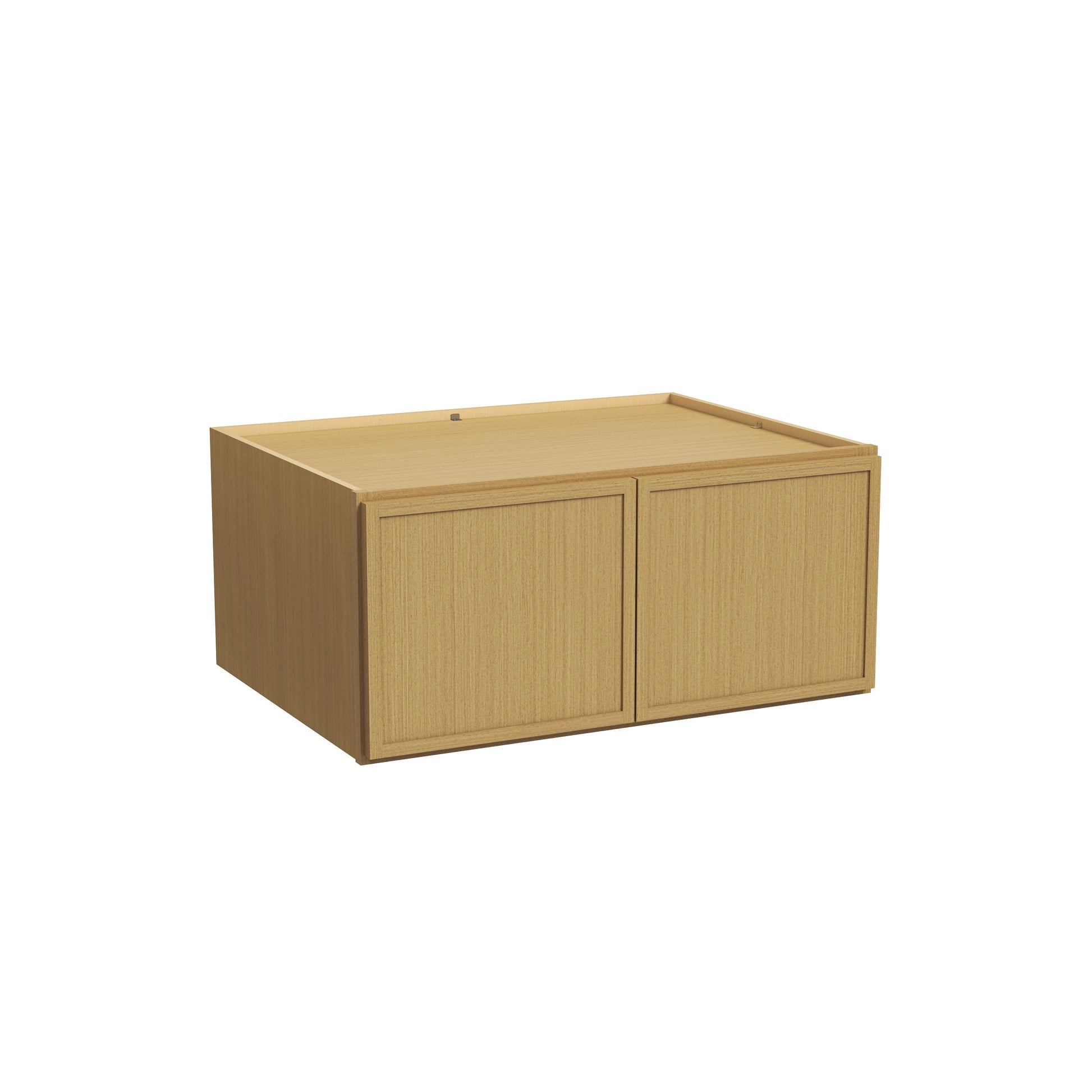 Slim White Oak RTA 30"-36"W x 24"D x 12"-18"H Deep Wall Cabinet with 2 Doors