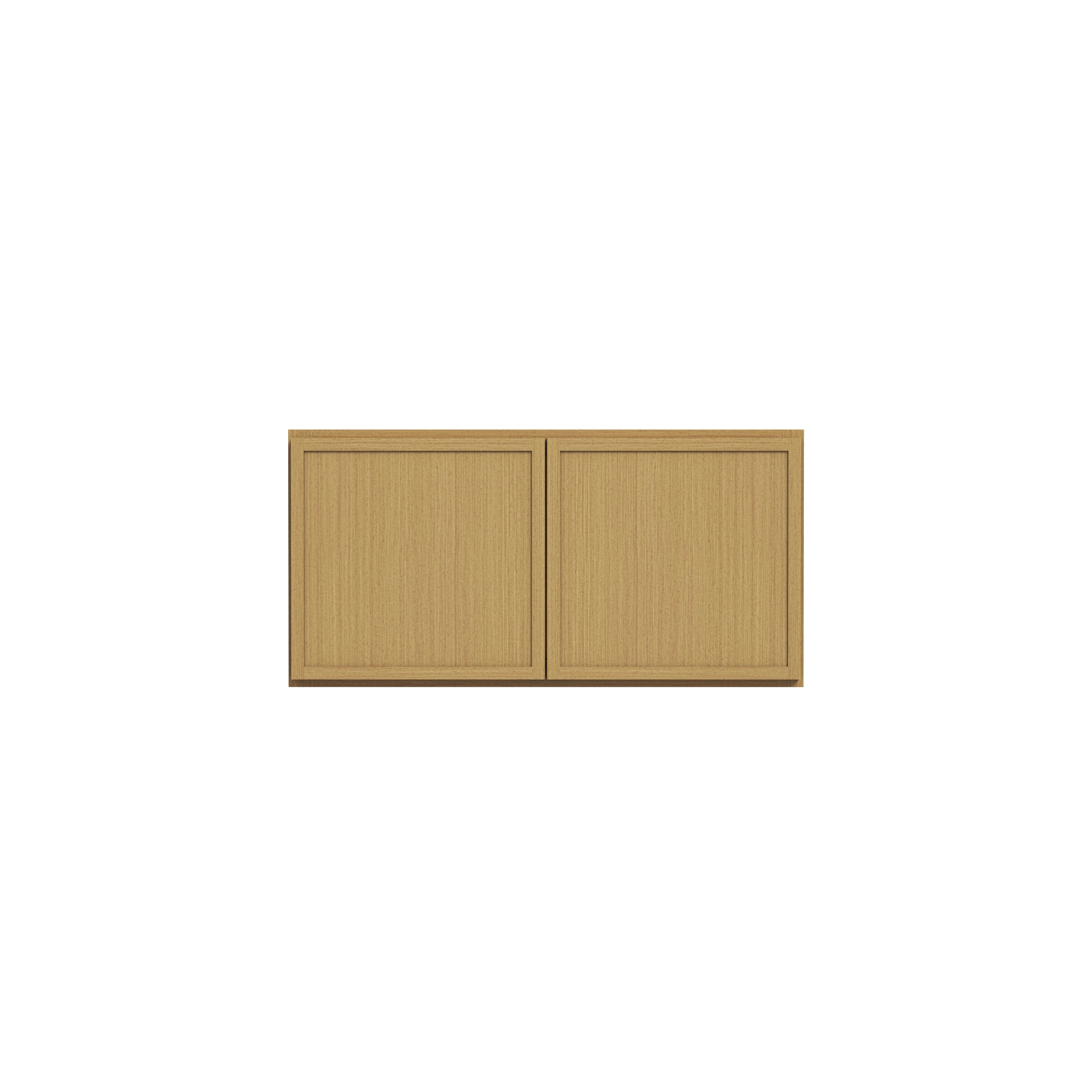 Slim White Oak RTA 30"-36"W x 12"D x 15"H Standard Wall Cabinet with 2 Doors