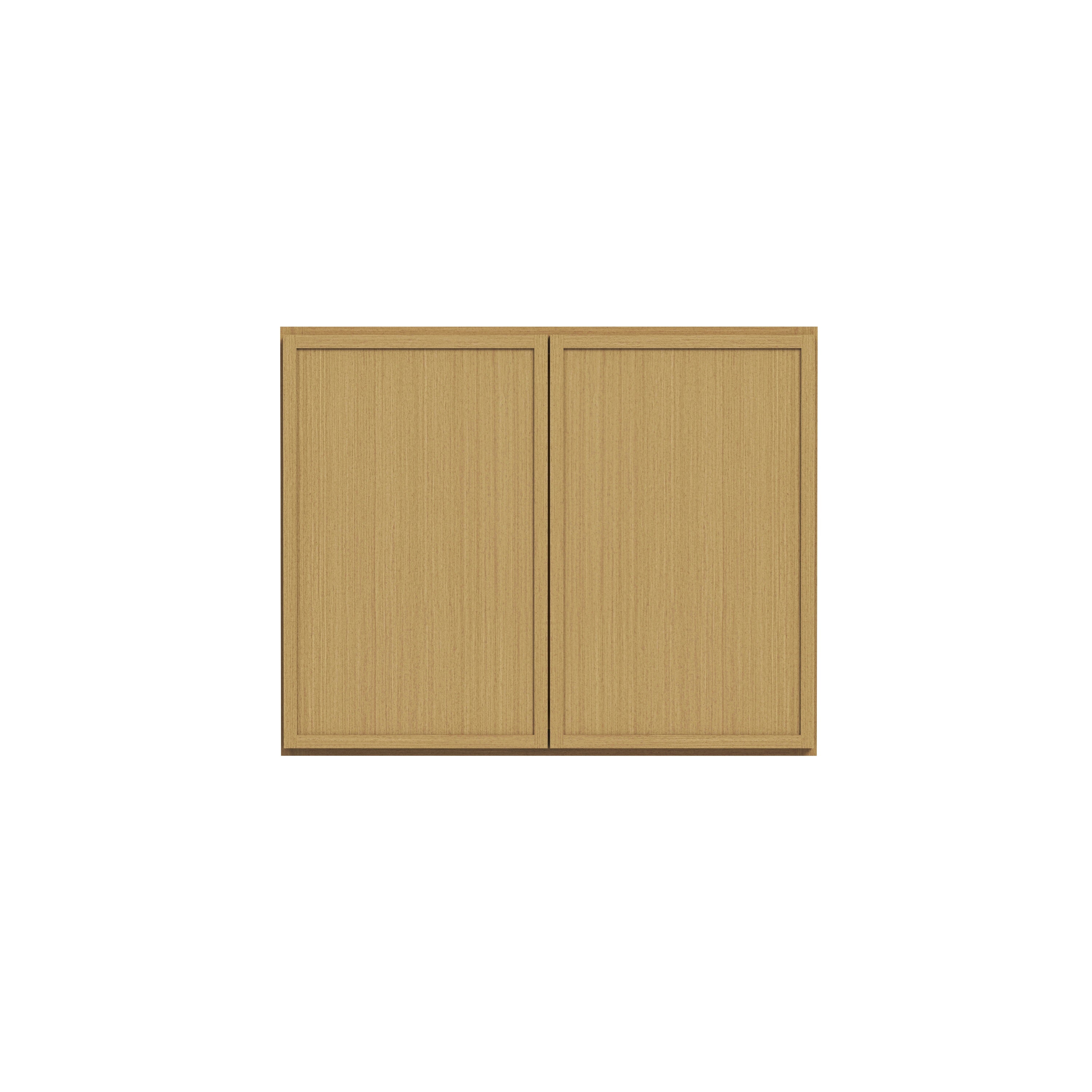 Slim White Oak RTA 30"-36"W x 24"D x 24"H Deep Wall Cabinet with 2 Doors & 1 Shelf