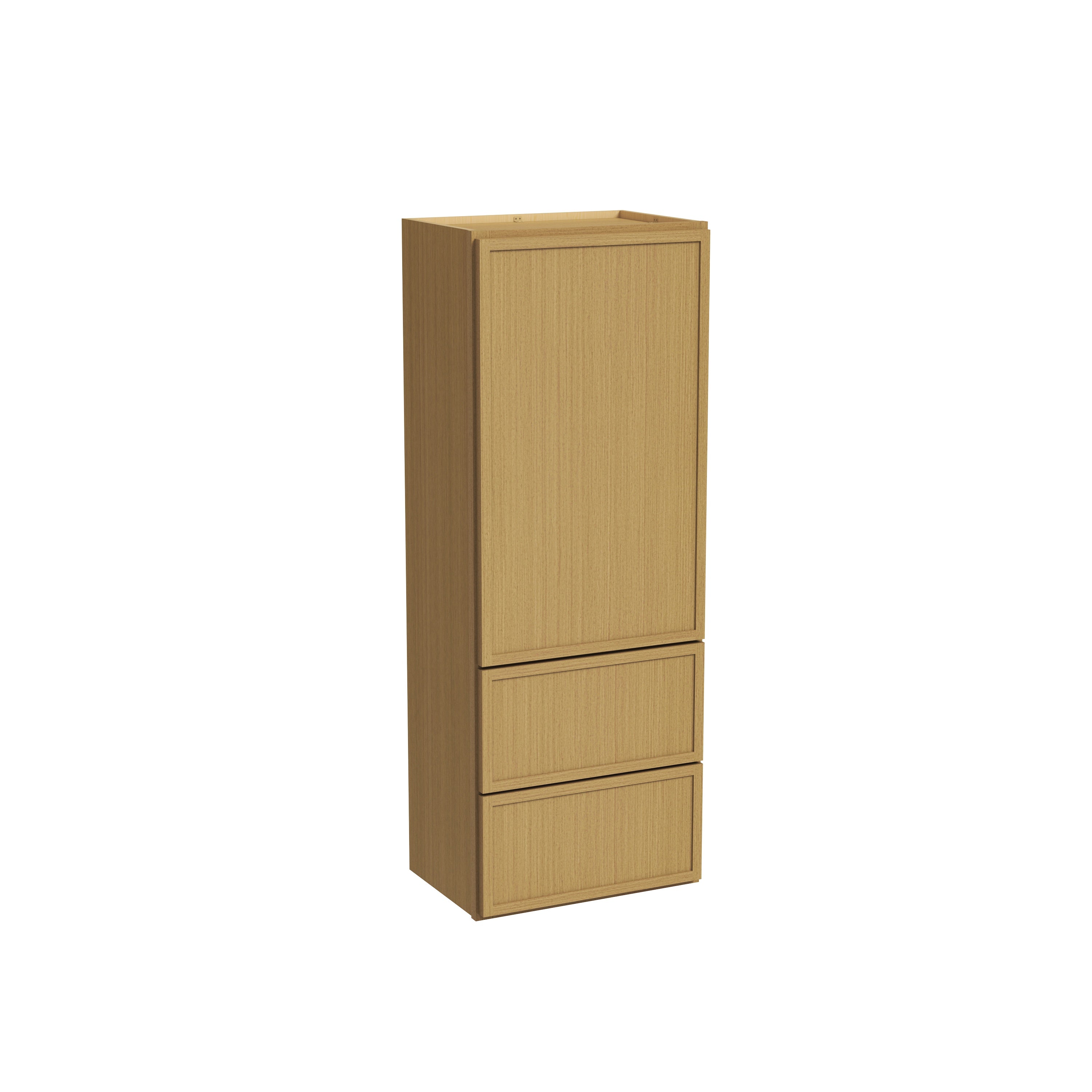 Slim White Oak RTA 18"W x 12"D x 48"-60"H Wall Cabinet with 1 Door, 2/3 Drawers & 2/3 Shelves