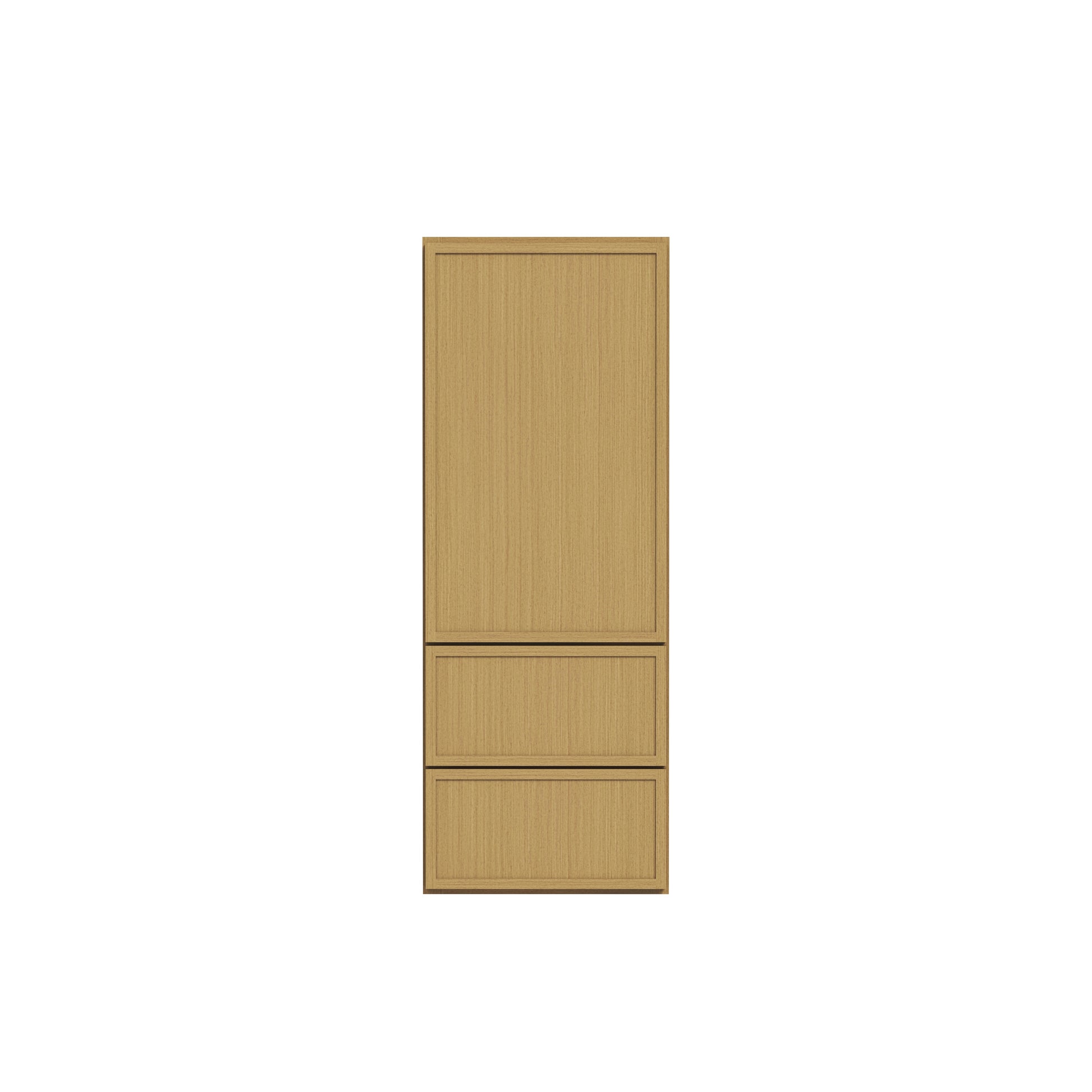 Slim White Oak RTA 18"W x 12"D x 48"-60"H Wall Cabinet with 1 Door, 2/3 Drawers & 2/3 Shelves