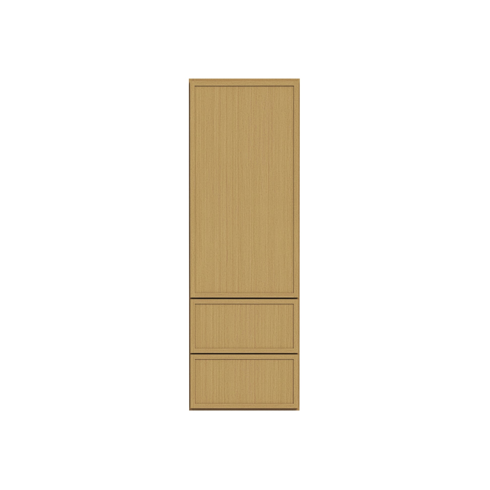 Slim White Oak RTA 18"W x 12"D x 48"-60"H Wall Cabinet with 1 Door, 2/3 Drawers & 2/3 Shelves