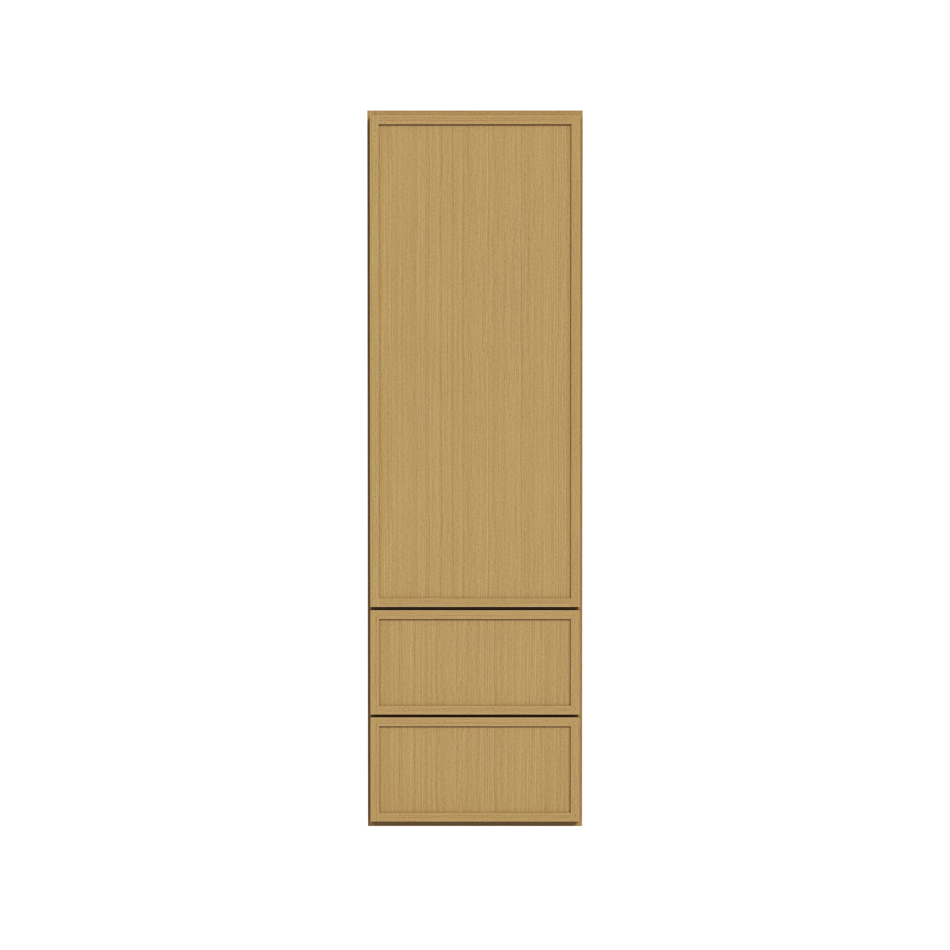 Slim White Oak RTA 18"W x 12"D x 48"-60"H Wall Cabinet with 1 Door, 2/3 Drawers & 2/3 Shelves