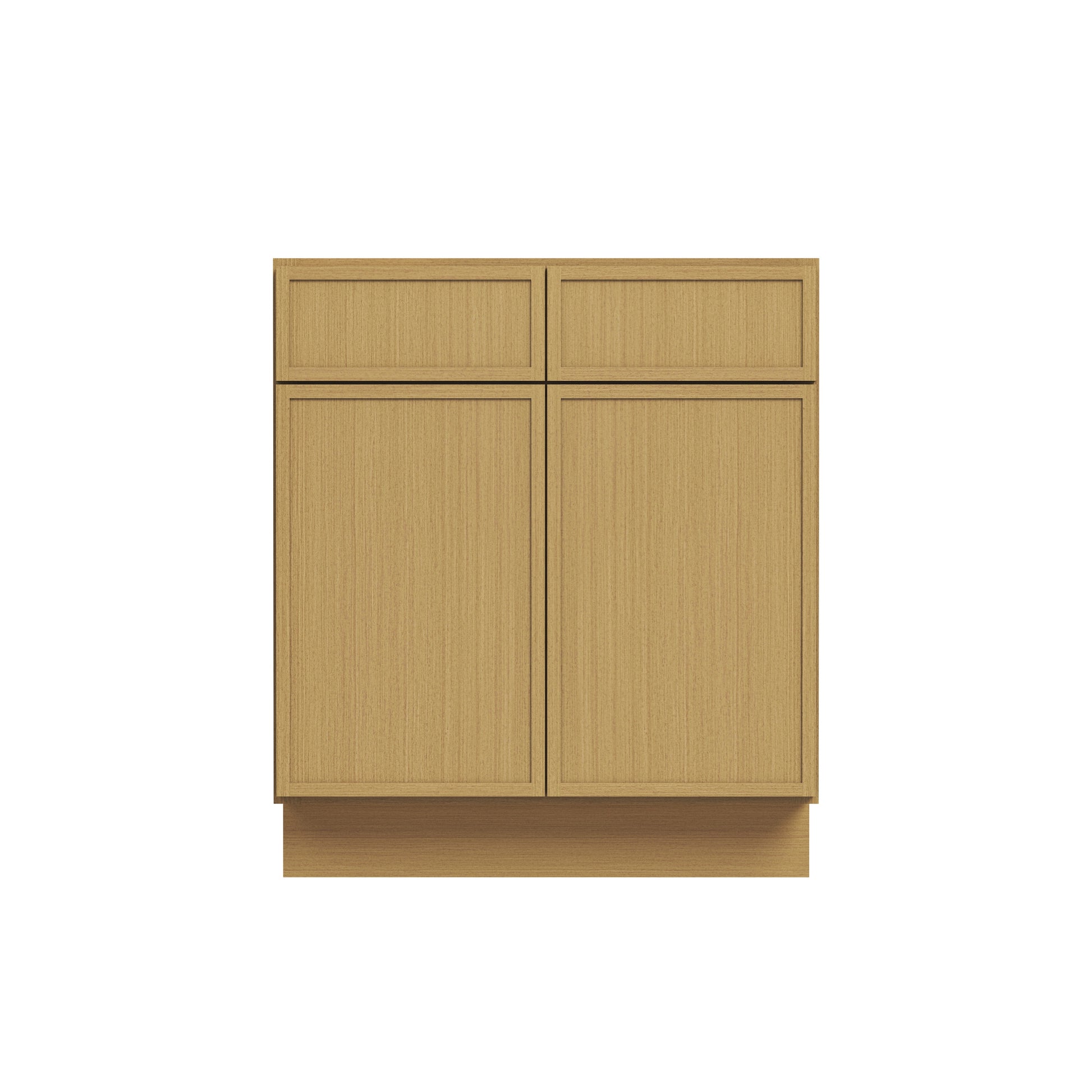 Slim White Oak RTA 30"-36"W x 24"D x 34.5"H Sink Base Cabinet with 2 Doors & 2 False Drawers