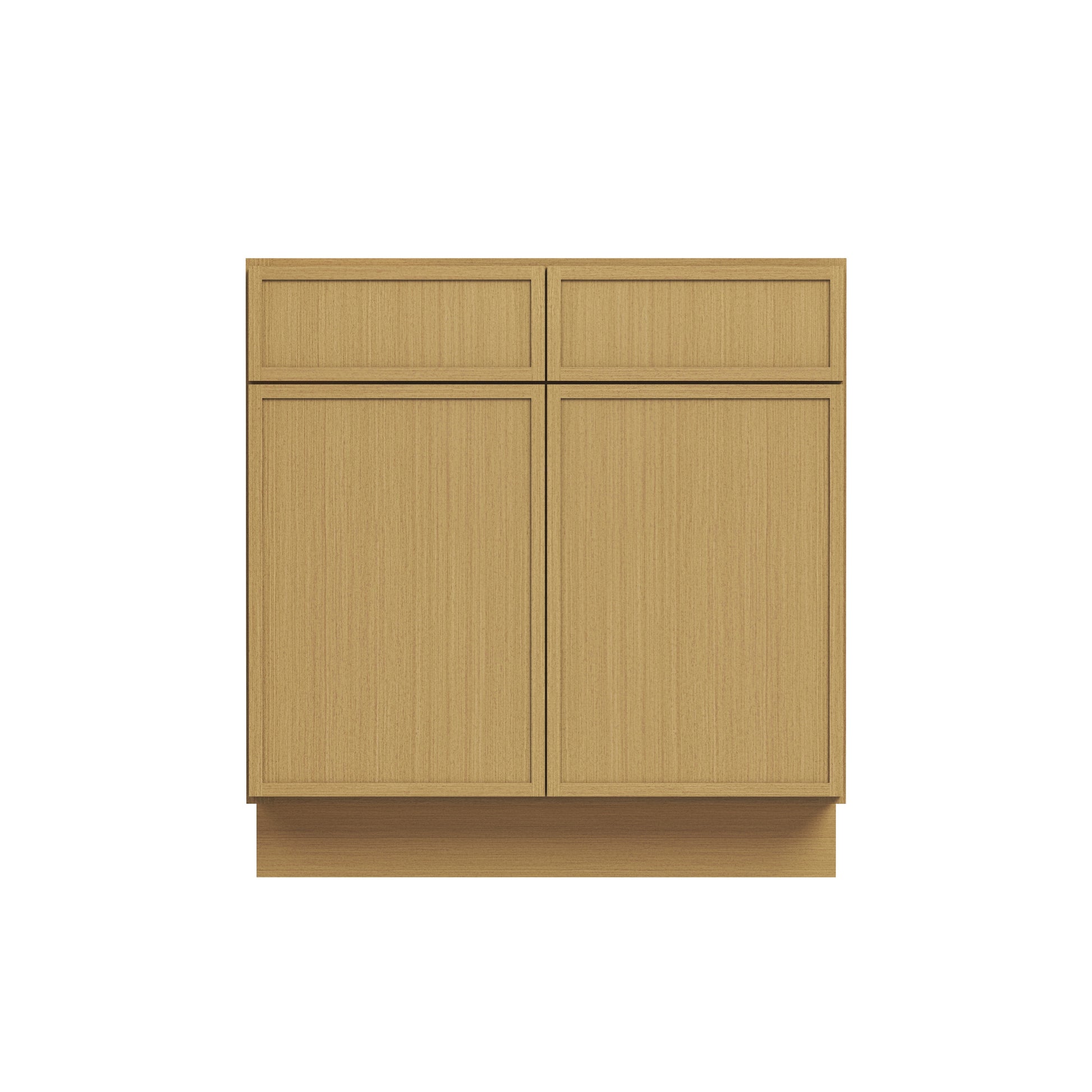 Slim White Oak RTA 30"-36"W x 24"D x 34.5"H Sink Base Cabinet with 2 Doors & 2 False Drawers