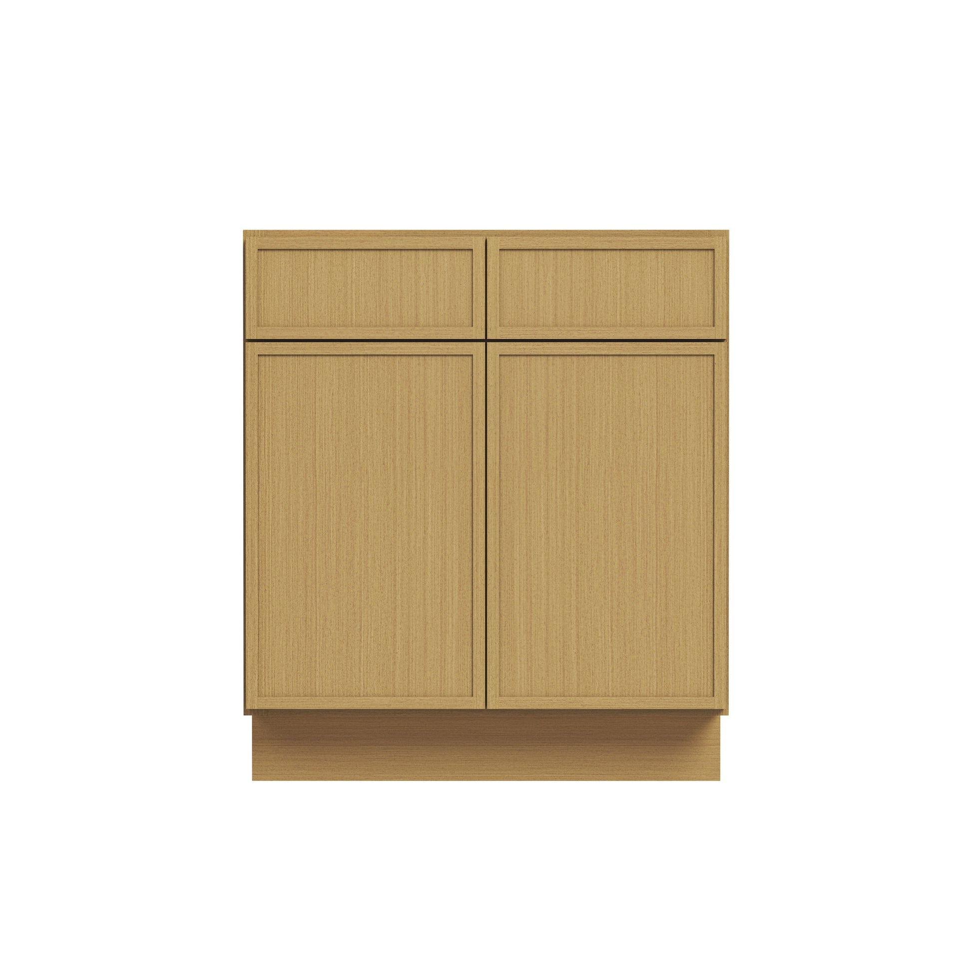 Slim White Oak RTA 30-42"W x 24"D x 34.5"H Base Cabinet with 2 Doors, 2 Drawers & 1 Shelf