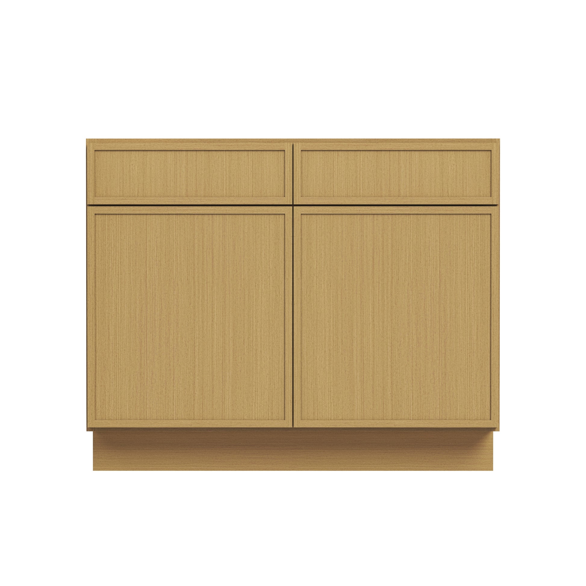 Slim White Oak RTA 30-42"W x 24"D x 34.5"H Base Cabinet with 2 Doors, 2 Drawers & 1 Shelf