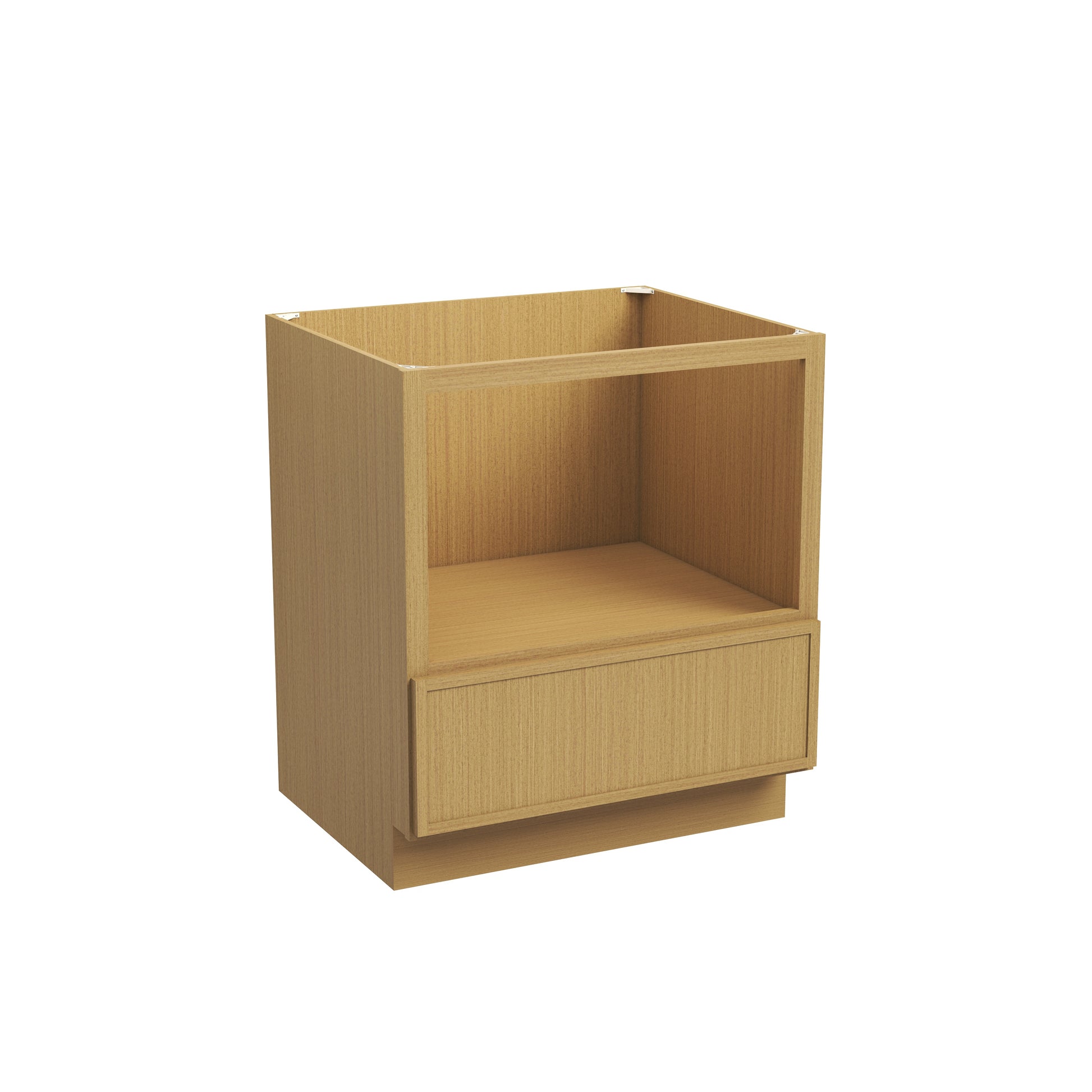 Slim White Oak RTA 30"/33"W x 24"D x 34.5"H Microwave Base Cabinet with 1 Drawer